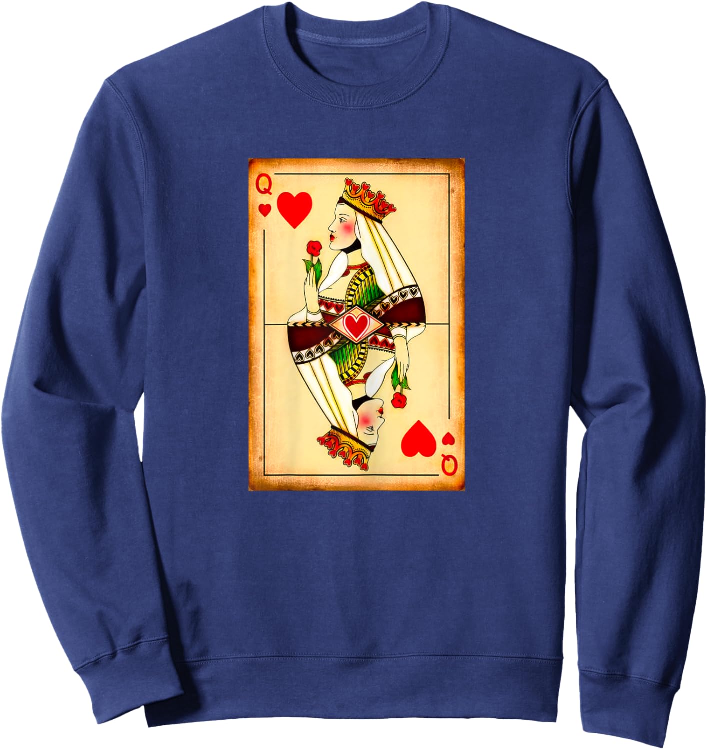 Queen of Hearts Vintage Matching Couple Saint Valentine Day Sweatshirt - Sweatshirt | Navy
