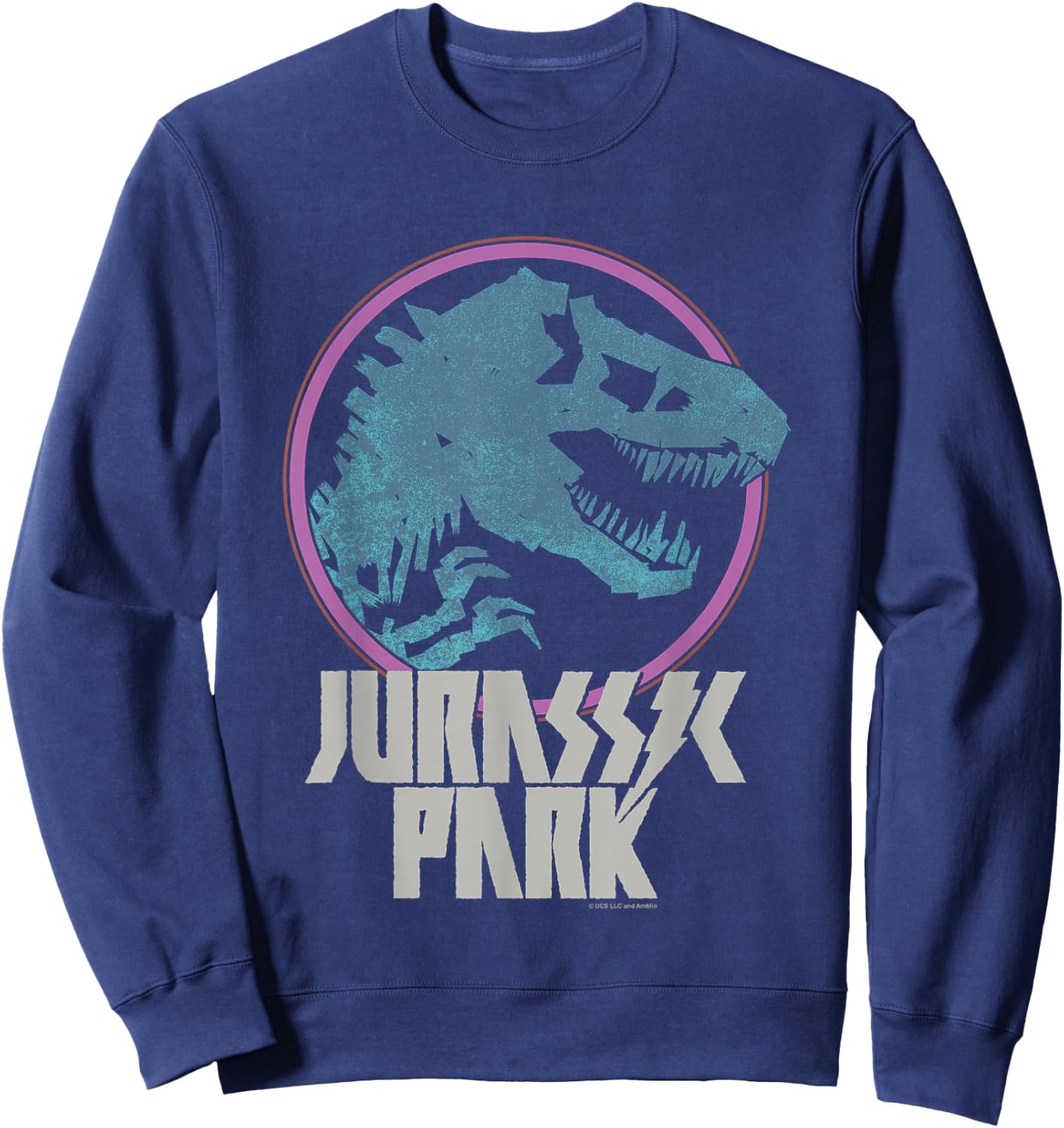 Jurassic World Jurassic Park Metal Band Vintage Poster Sweatshirt - Sweatshirt | Navy