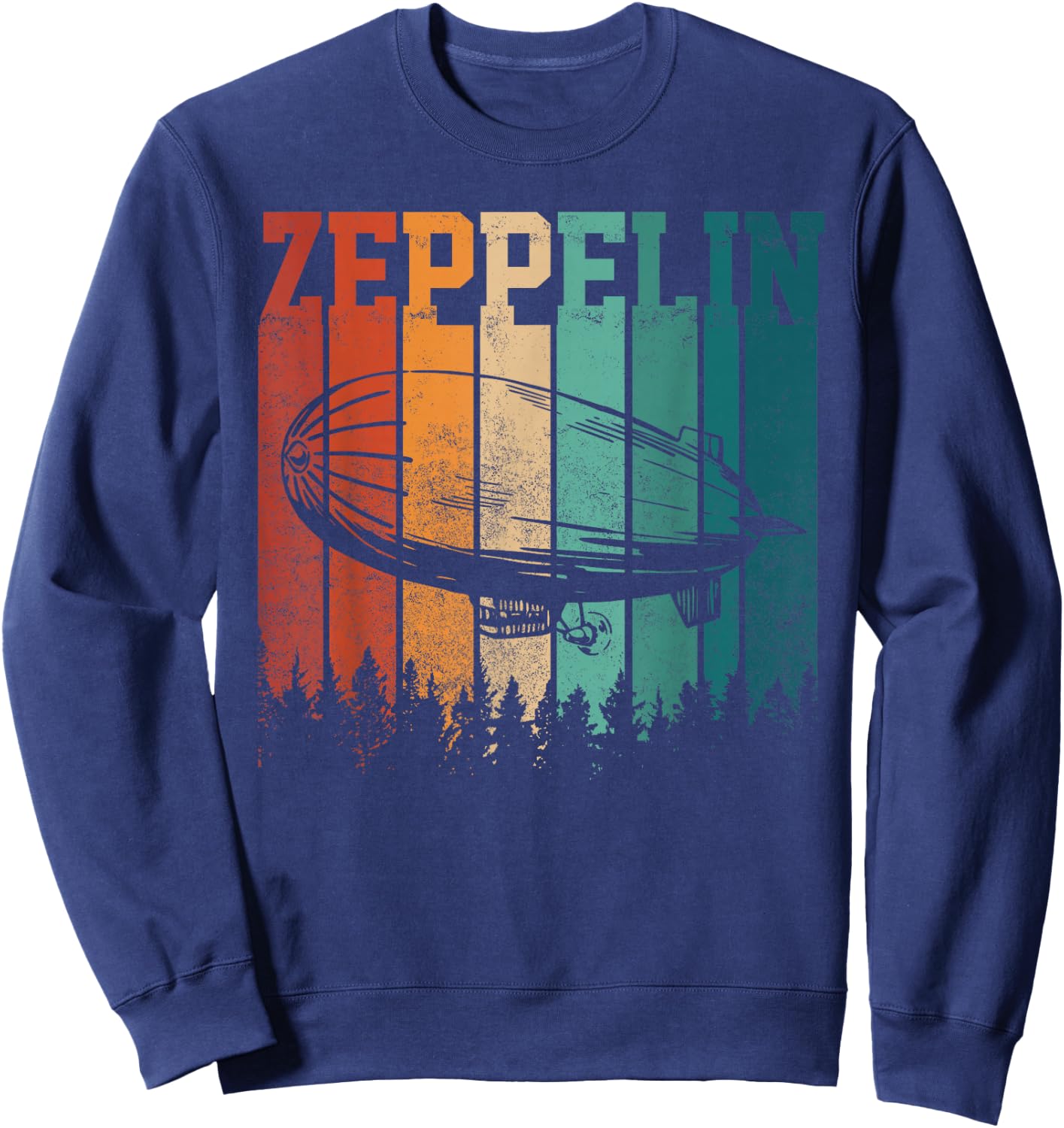 Retro Zeppelin 70s 80s Dirigible Airship Vintage Sweatshirt - Sweatshirt | Navy
