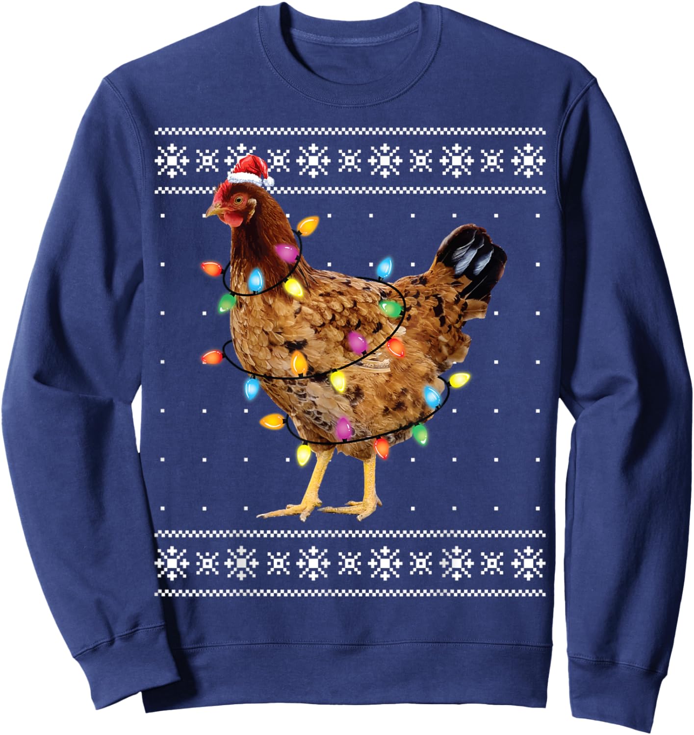 Ugly Christmas Sweater Funny Chicken Christmas Sweatshirt - Sweatshirt | Navy