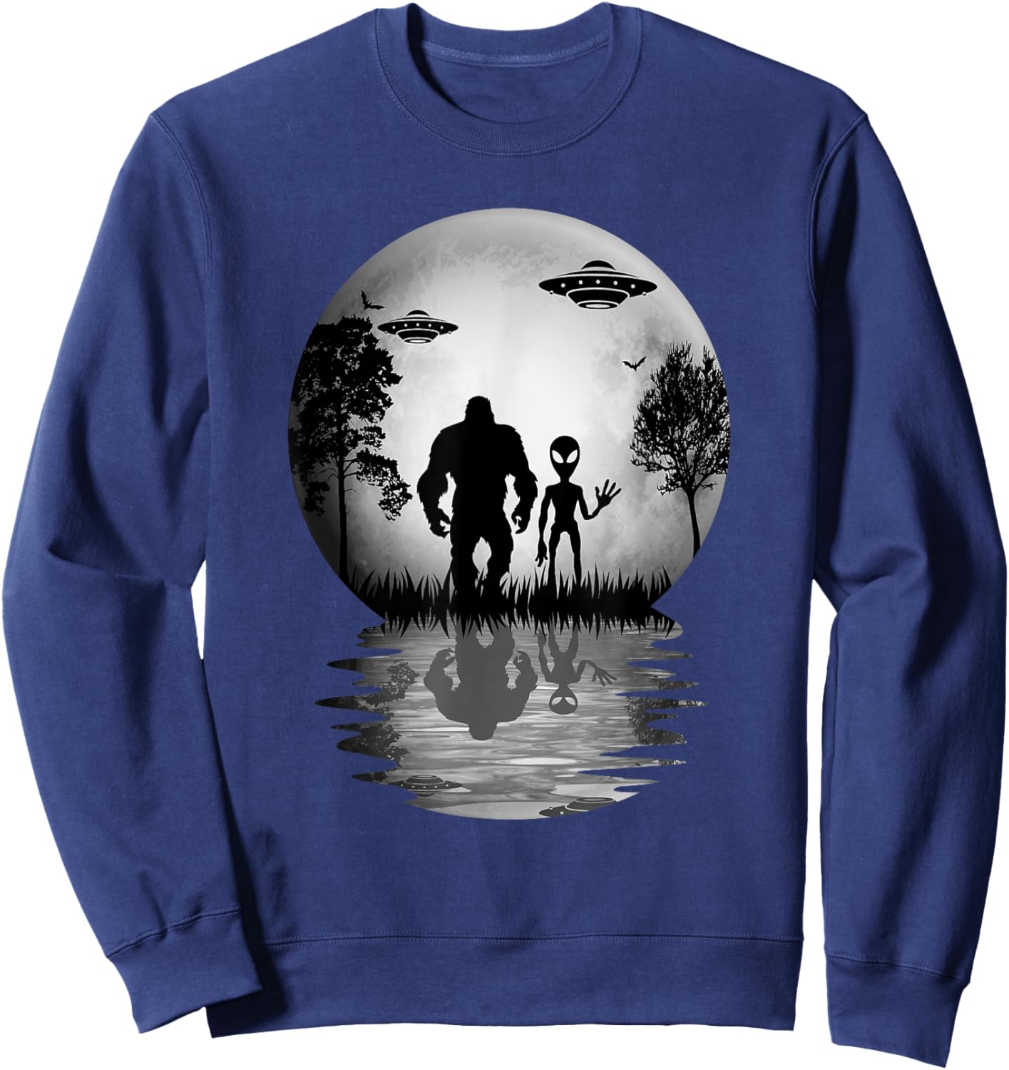 Funny Alien Bigfoot Moon Sasquatch UFO For Boys Sweatshirt - Sweatshirt | Navy