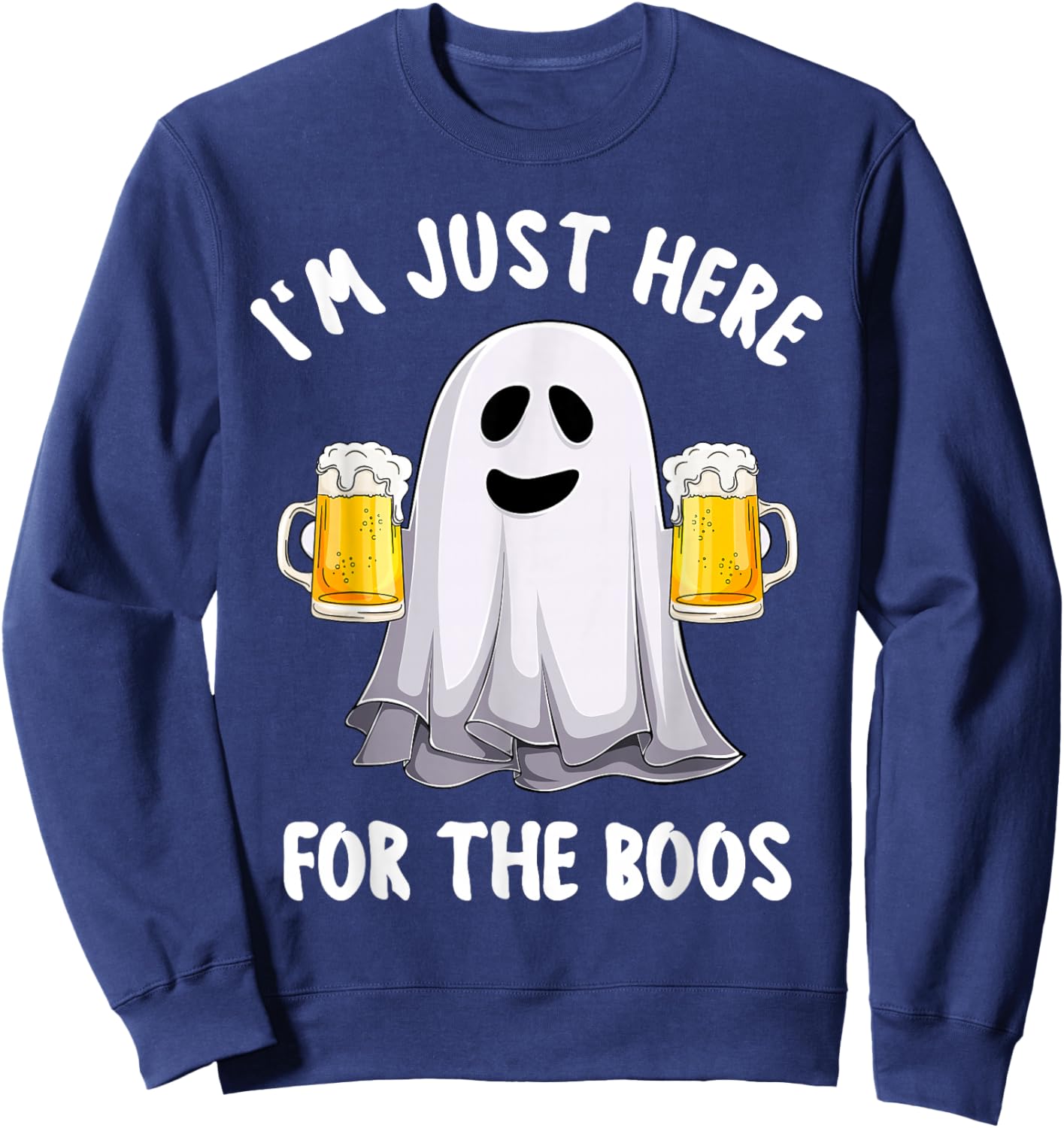 Men Funny Halloween I'm Just Here For The Boos Cute Boos Sweatshirt - Sweatshirt | Navy