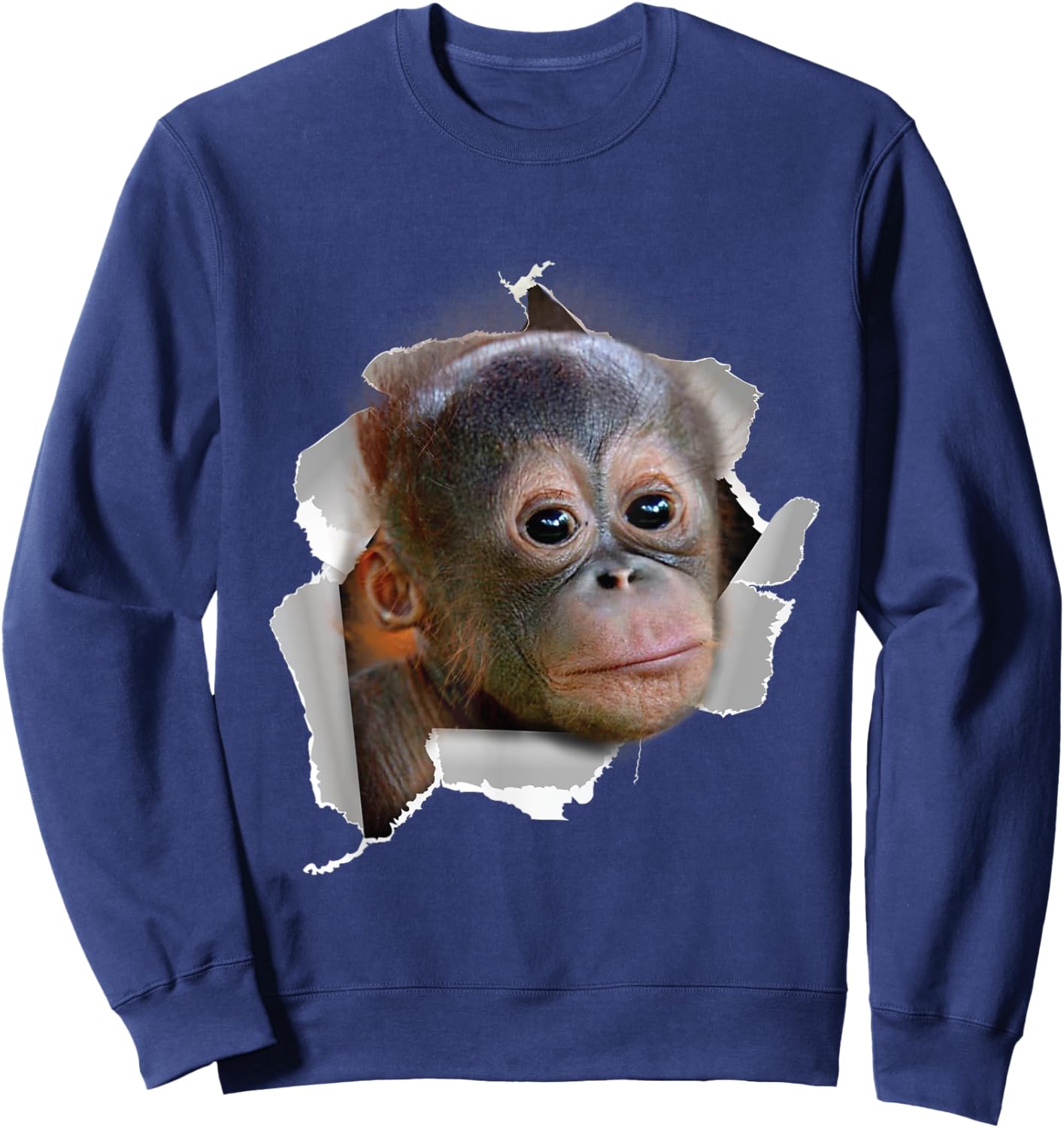 Funny Monkey Baby Orang Utan Orang Utan Face Costume Sweatshirt - Sweatshirt | Navy