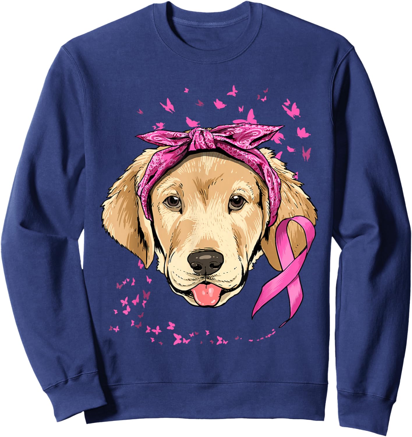 Labrador Pink Ribbon Breast Cancer Awareness Survivor Sweatshirt - Sweatshirt | Navy