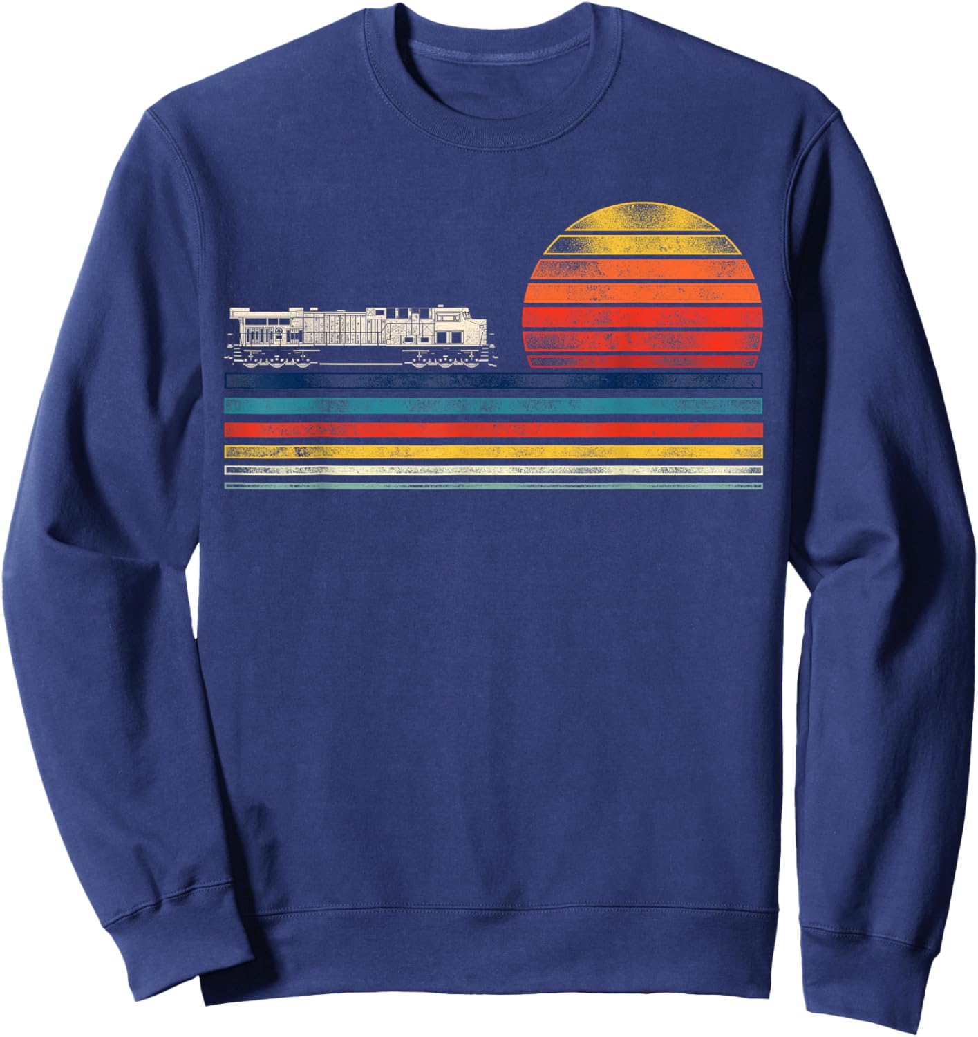 Model Train Railroad Conductor Engineer HD0 Black Retro Diesel Train Driver Trainspotting Locomotive Sweatshirt - Sweatshirt | Navy