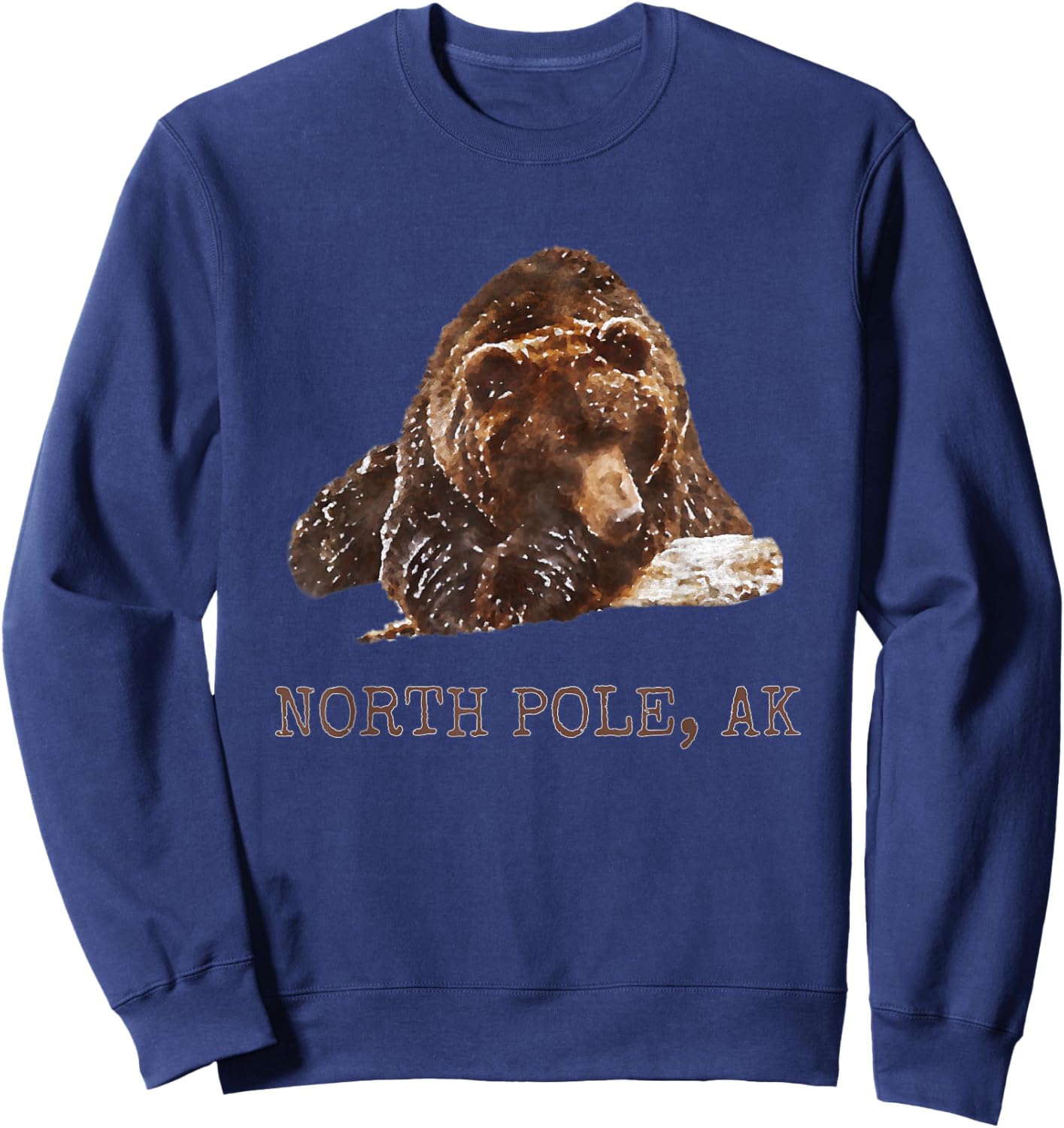 North Pole Brown Grizzly Bear In Snow Alaska Pacific NW Gift Sweatshirt - Sweatshirt | Navy