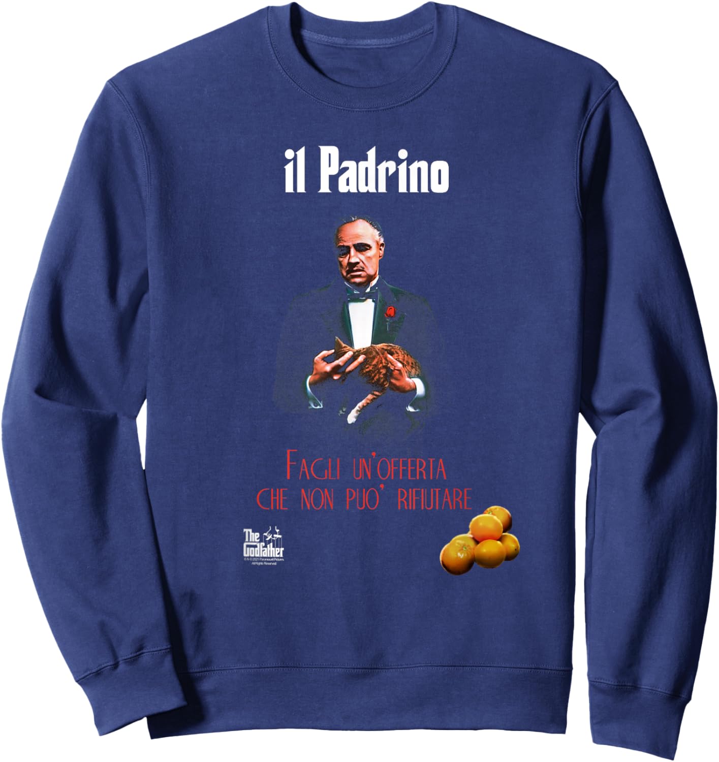 Ripple Junction The Godfather Italian Poster - Men's Black Classic Fit Short Sleeve Novelty - Size S Sweatshirt - Sweatshirt | Navy