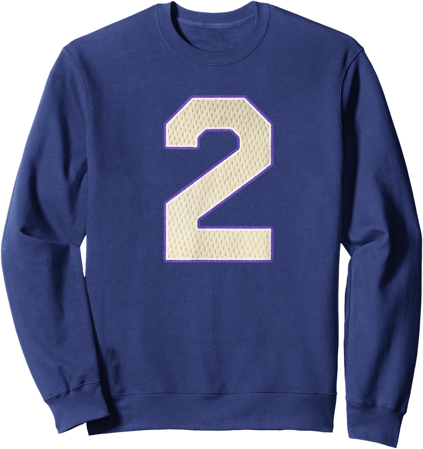 Football Jersey Number 2 Personalized Sports Purple Gold Sweatshirt - Sweatshirt | Navy