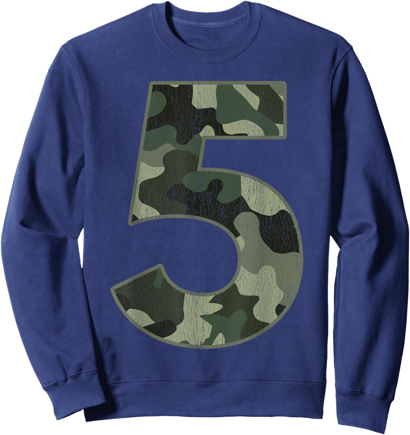 5th Birthday Army Birthday Party 5 Years Old Camo Number 5 Sweatshirt - Sweatshirt | Navy