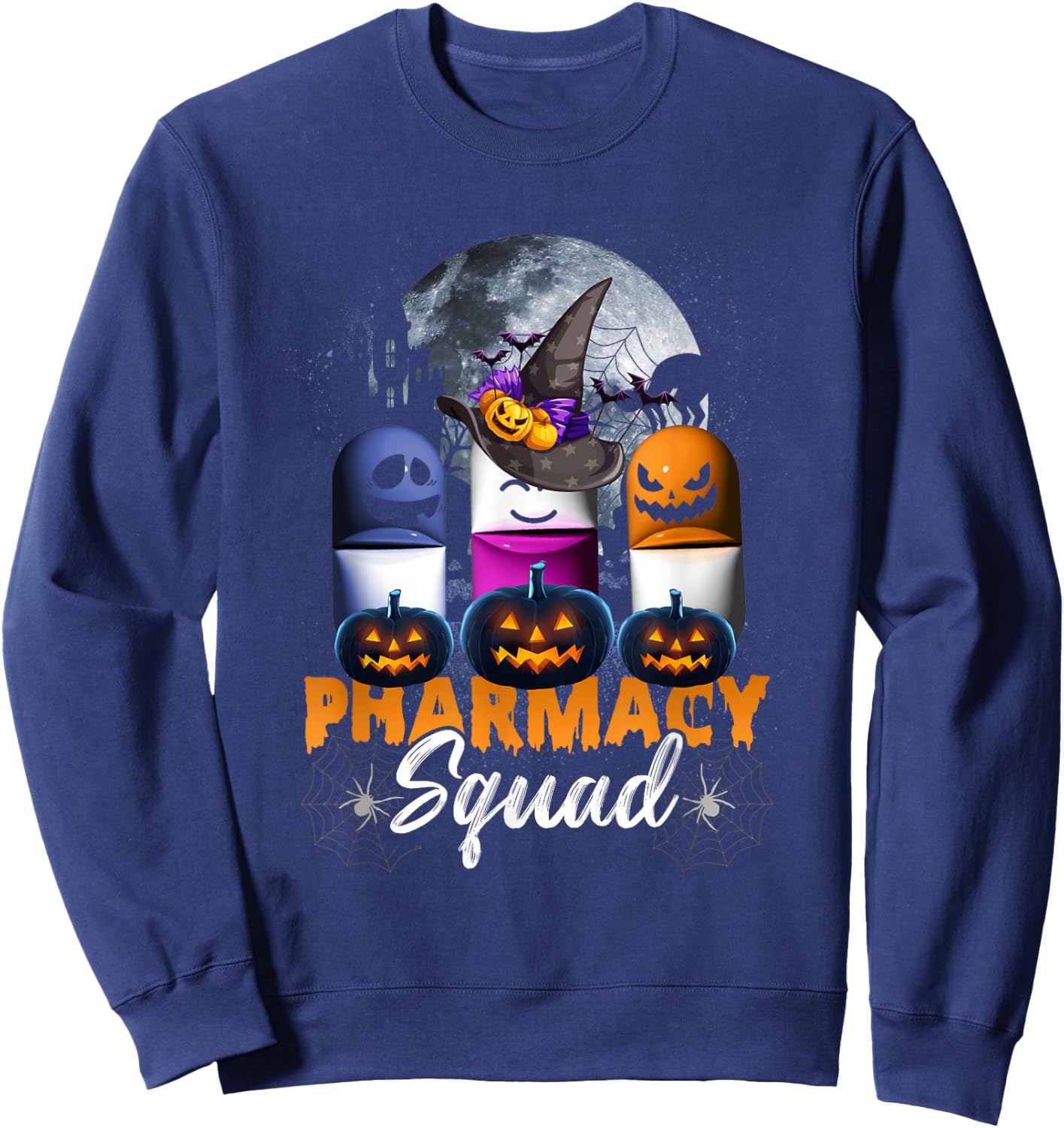 Witch Pills Pharmacy Pharmacist Squad Halloween Costume Sweatshirt - Sweatshirt | Navy