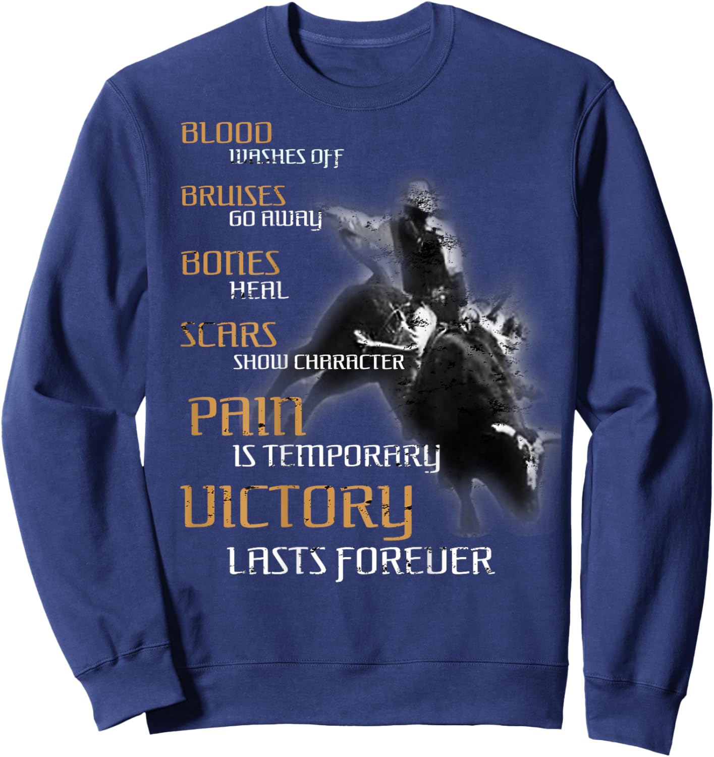 Bull Riding Texas Rider Cowboy Western - DESIGN ON BACK Sweatshirt - Sweatshirt | Navy