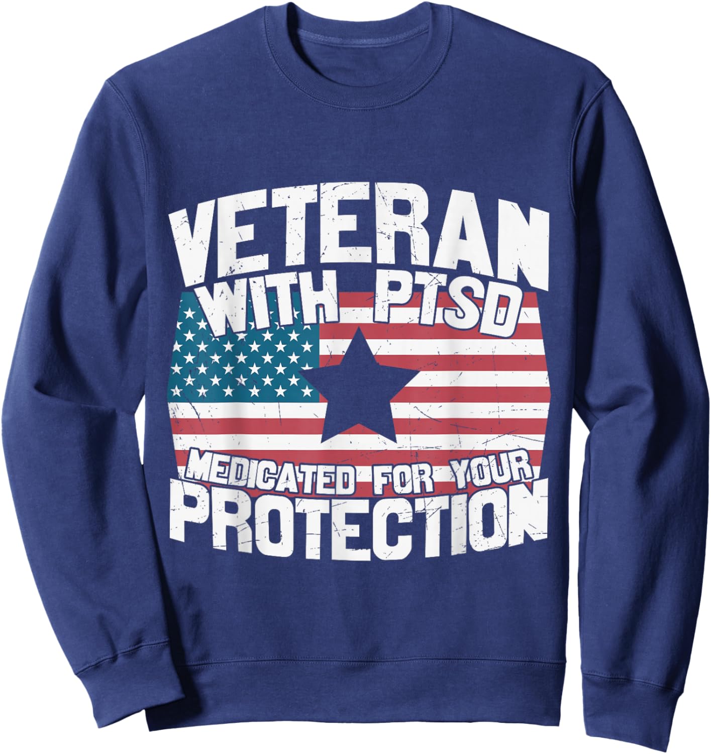Veteran U.S Flag PTSD Awareness Sweatshirt - Sweatshirt | Navy