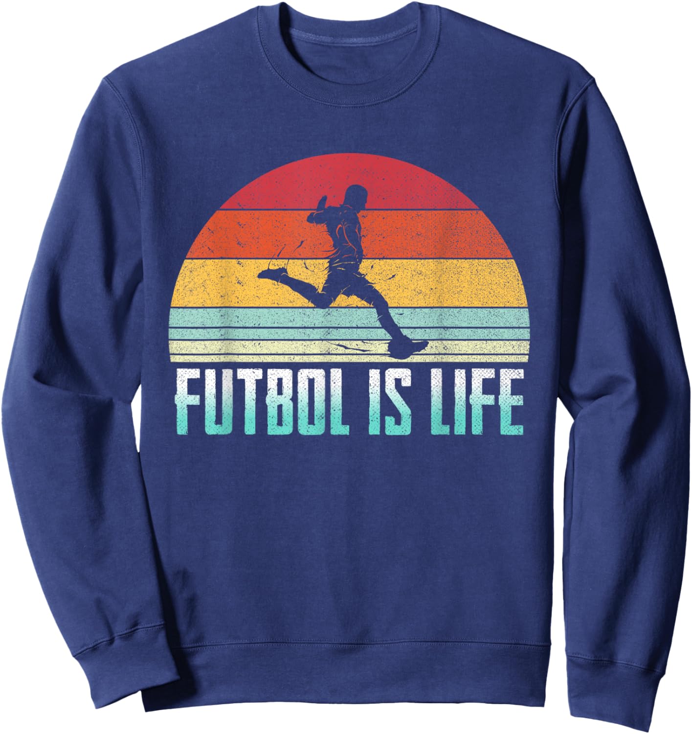 Futbol Is Life Retro Vintage Soccer Player Costume Sweatshirt - Sweatshirt | Navy