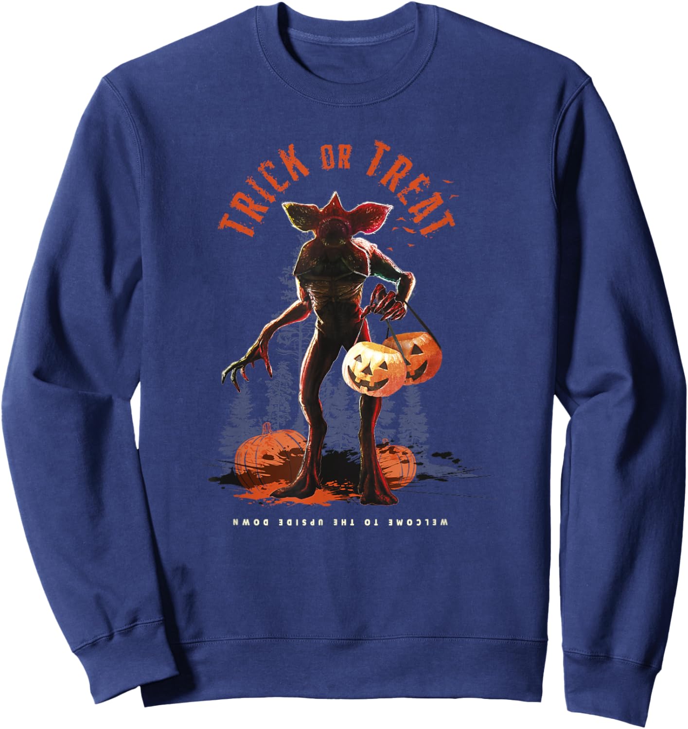 Stranger Things Halloween Demogorgon Trick Or Treat Fright Sweatshirt - Sweatshirt | Navy
