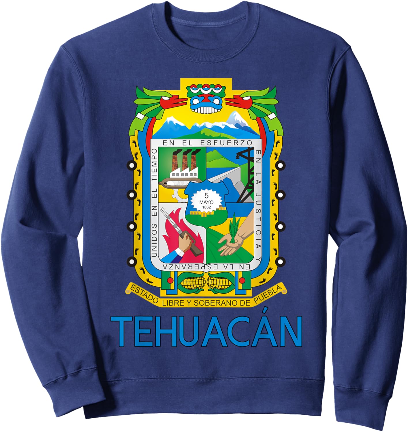 Tehuacan Puebla Estado De Mexico Escudo Eagle Aguila Sweatshirt - Sweatshirt | Navy