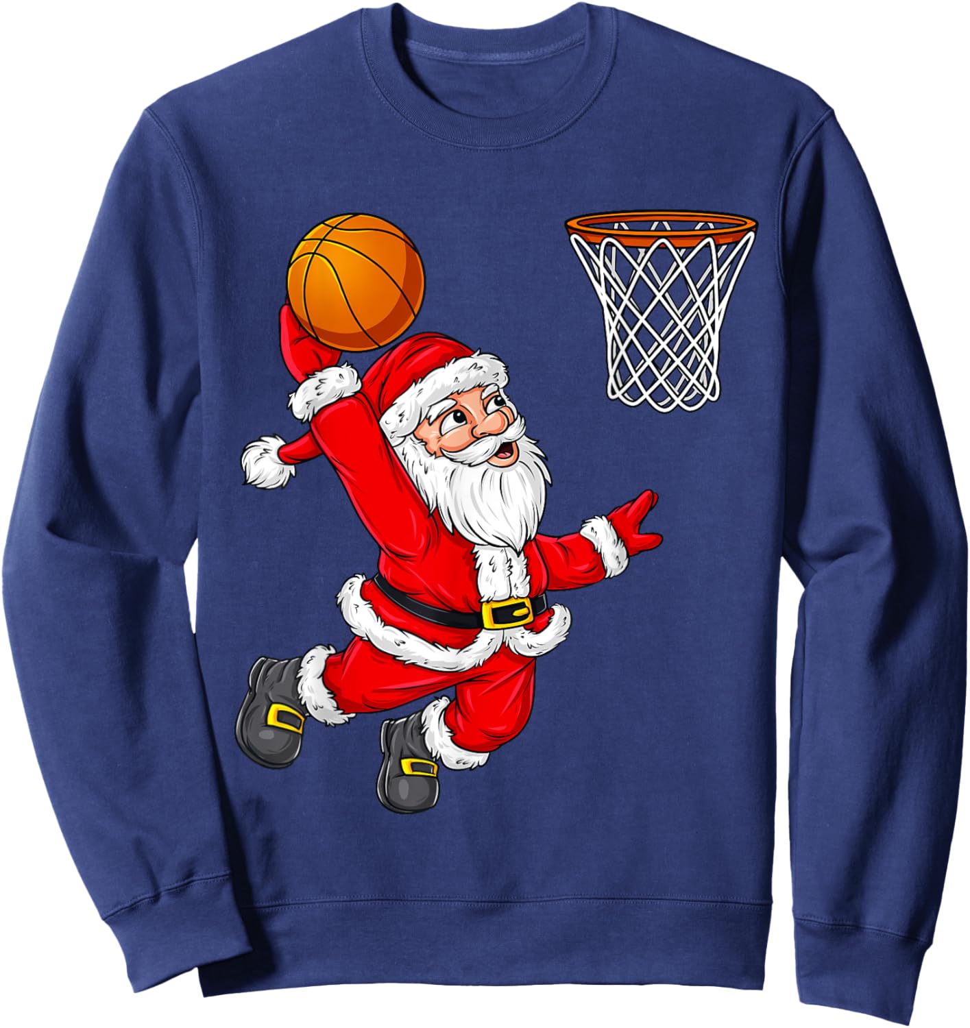 Christmas Santa Claus Dunking A Basketball Funny Xmas Sweatshirt - Sweatshirt | Navy