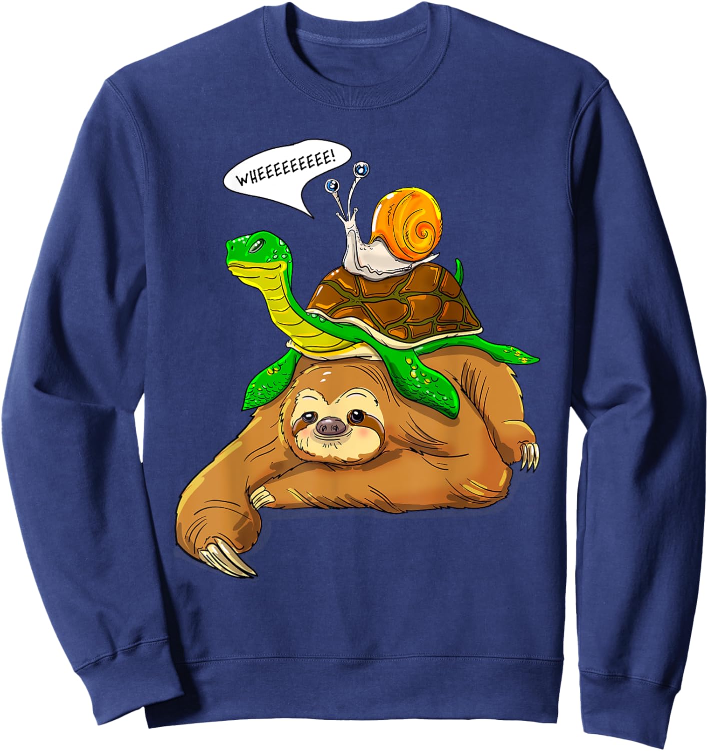 Sloth Turtle Snail Funny Humor Cute Animal Lover Sweatshirt - Sweatshirt | Navy