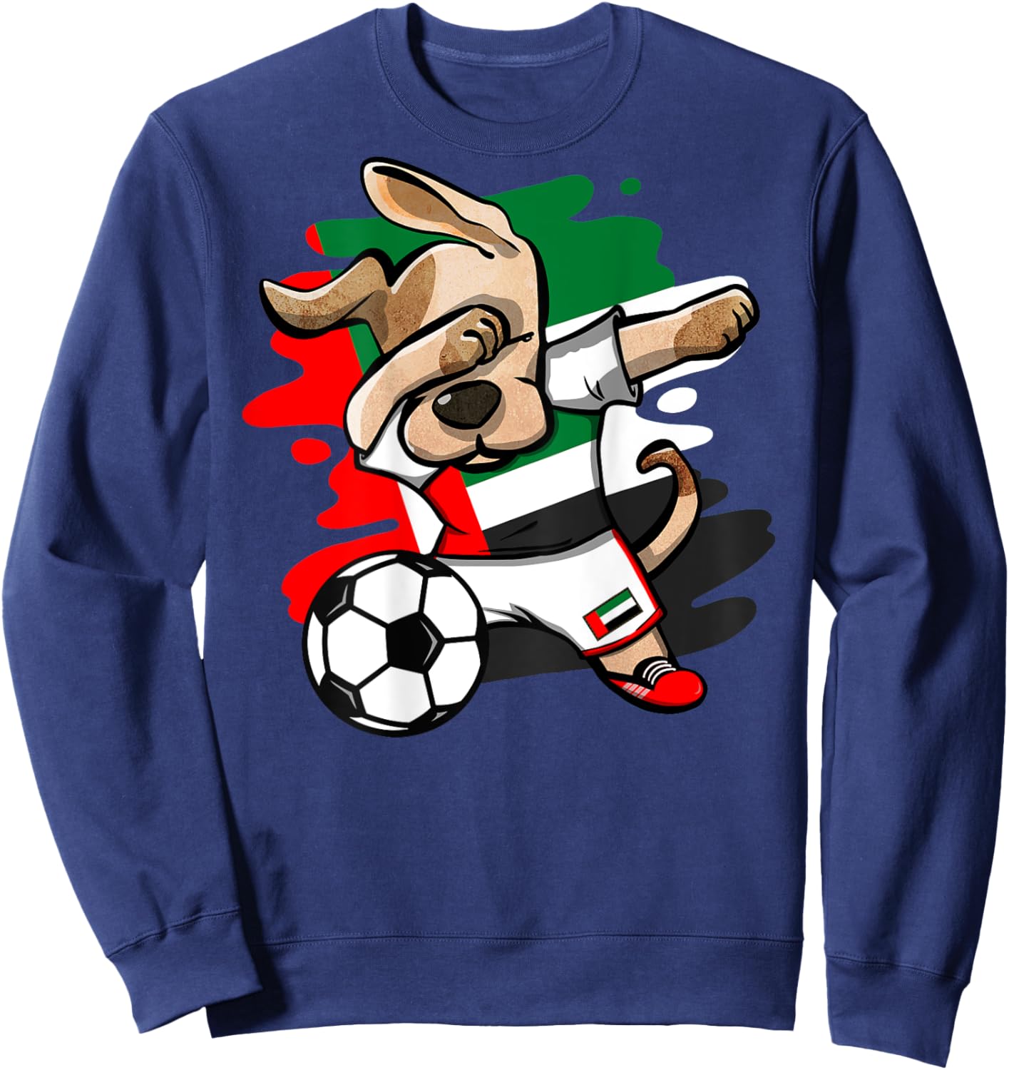 Dabbing Dog United Arab Emirates Soccer Fans Jersey Flag Sweatshirt - Sweatshirt | Navy