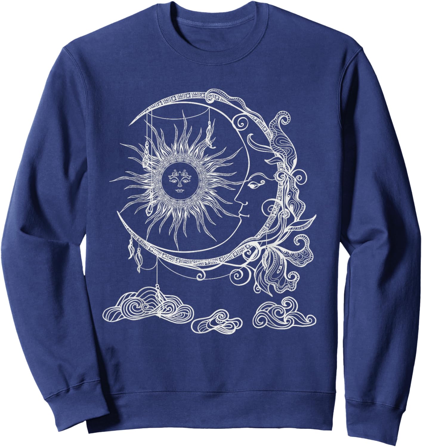Space Celestial Bodies Sun Moon Boho Luna Solar Astronomy Sweatshirt - Sweatshirt | Navy