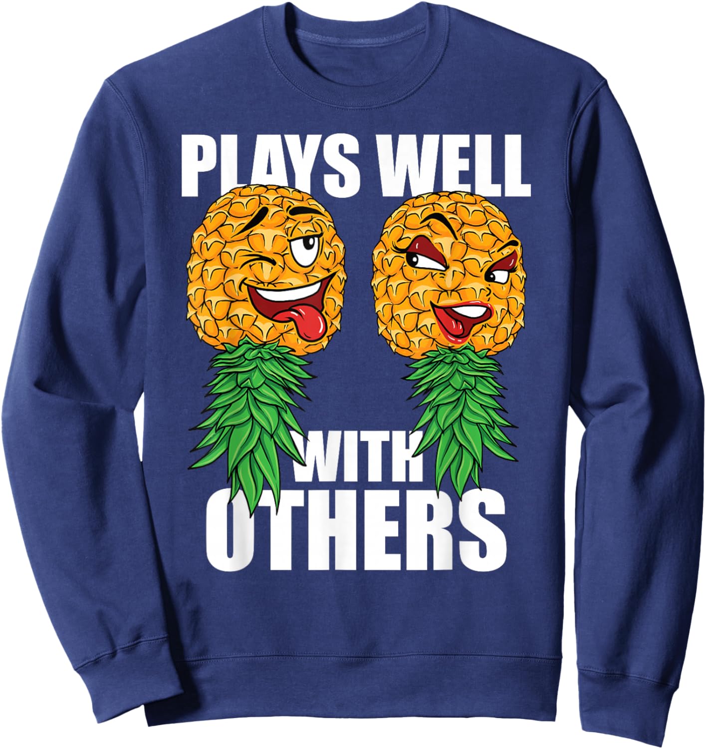 Swinger Plays Well With Others Upside Down Pineapple Sweatshirt - Sweatshirt | Navy