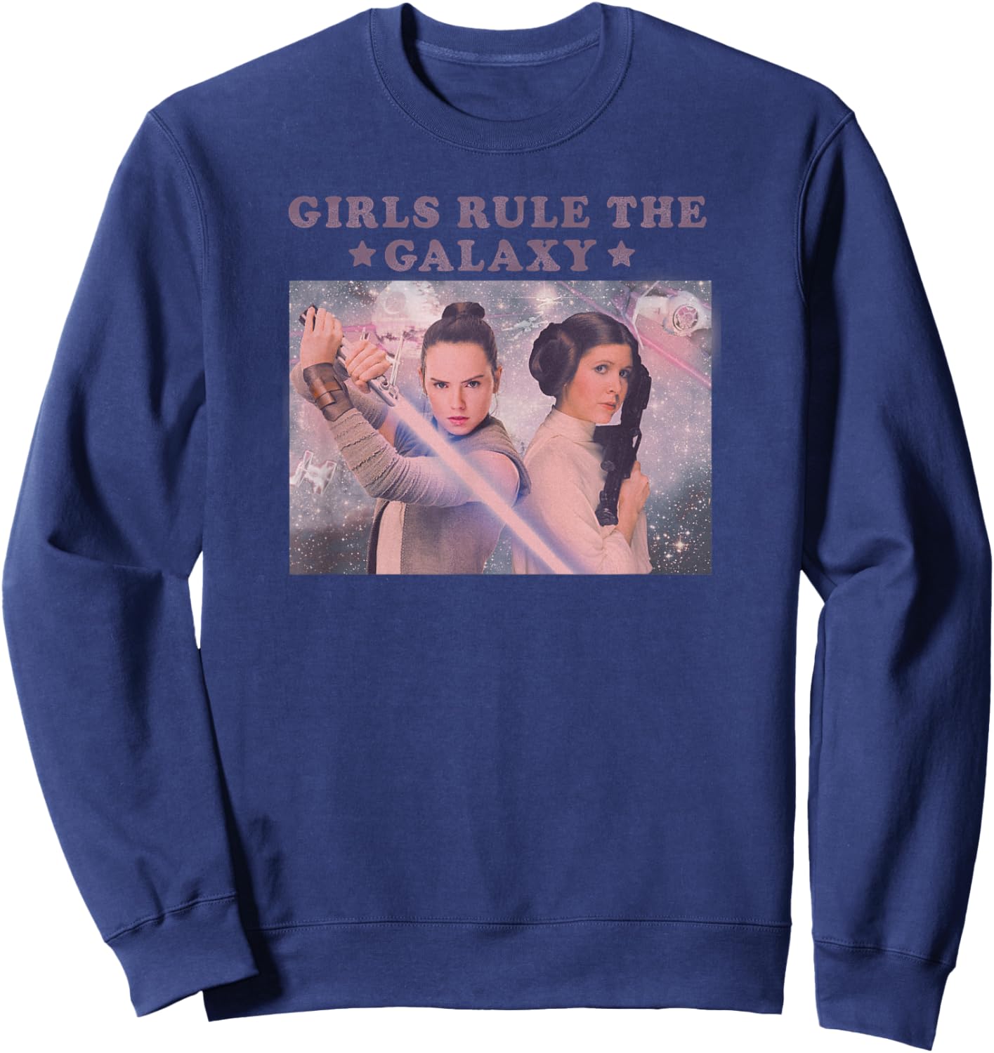 Star Wars Rey & Leia Girls Rule The Galaxy Portrait Sweatshirt - Sweatshirt | Navy