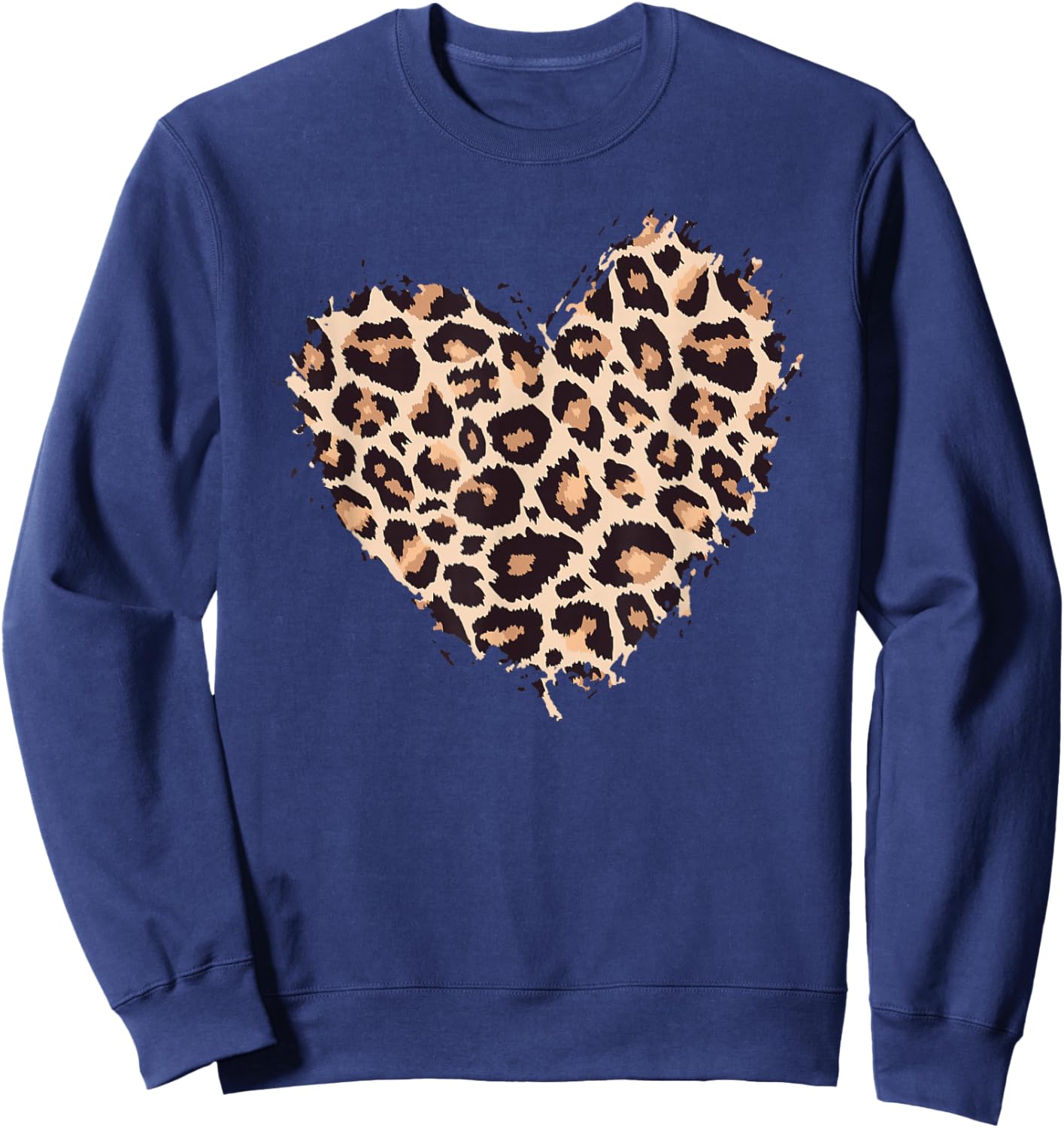 Leopard Cheetah Animal Print Heart Sweatshirt - Sweatshirt | Navy