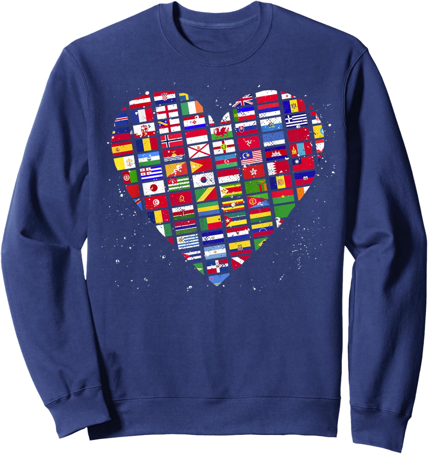 Heart World Country Flags Planet Birthday Earth Day Sweatshirt - Sweatshirt | Navy