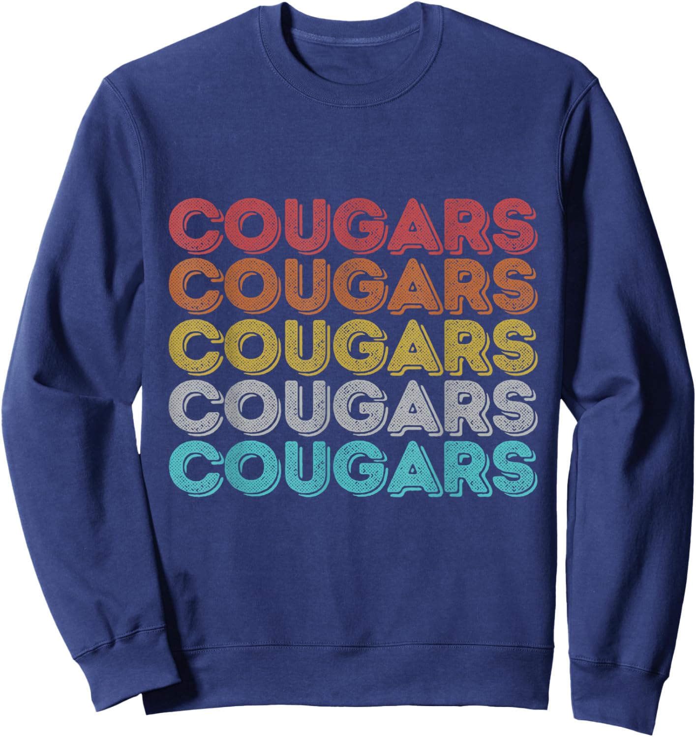 Vintage Retro Cougars Sweatshirt - Sweatshirt | Navy