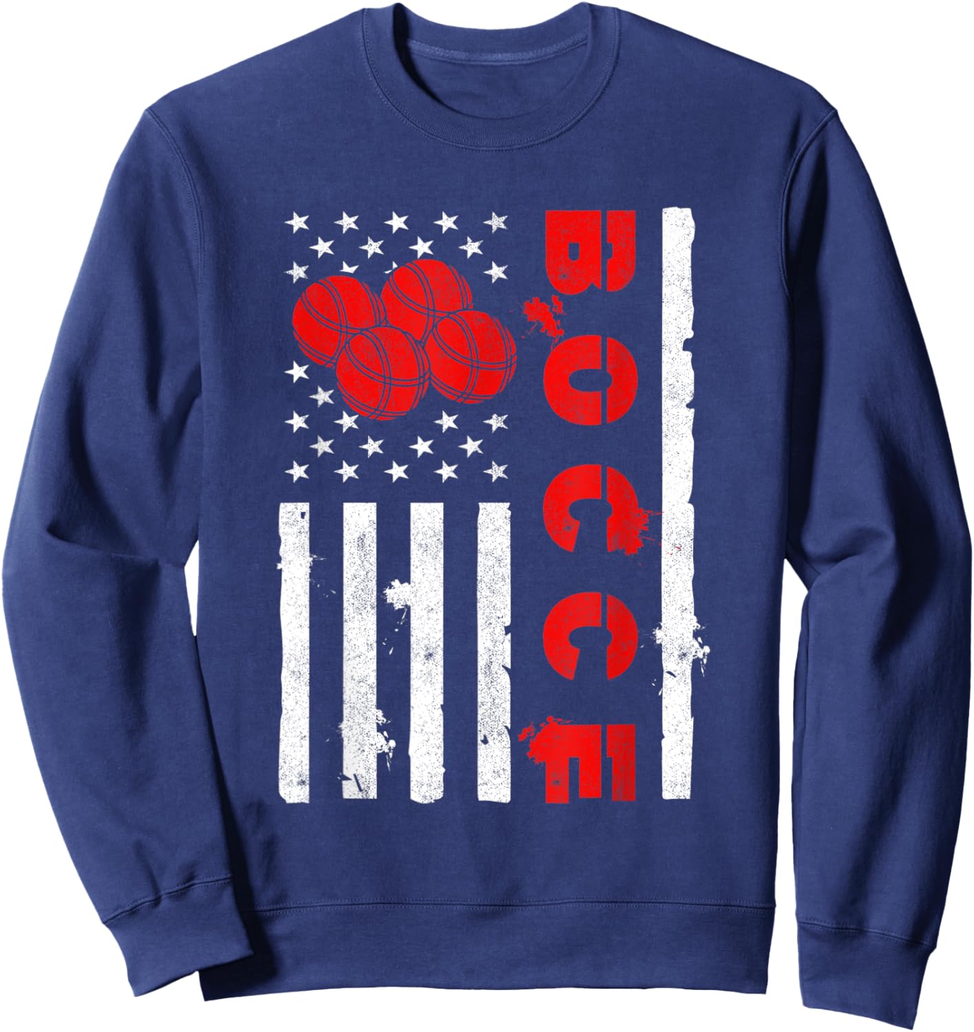 American Flag Bocce Ball Player USA Bocce Team Kids Men Sweatshirt - Sweatshirt | Navy