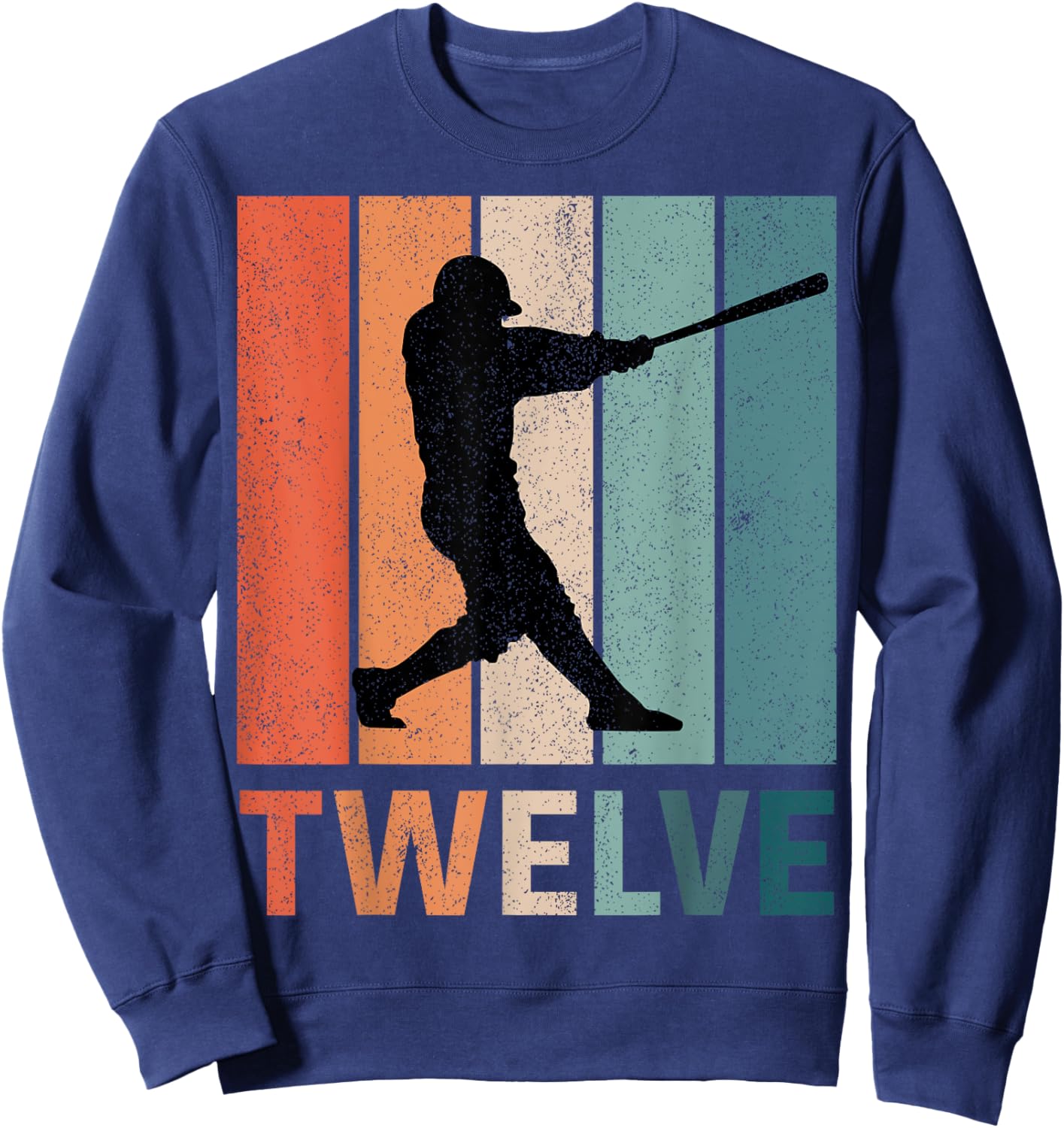 12th Birthday Retro Baseball Player Boys Kids 12 Years Old Sweatshirt - Sweatshirt | Navy
