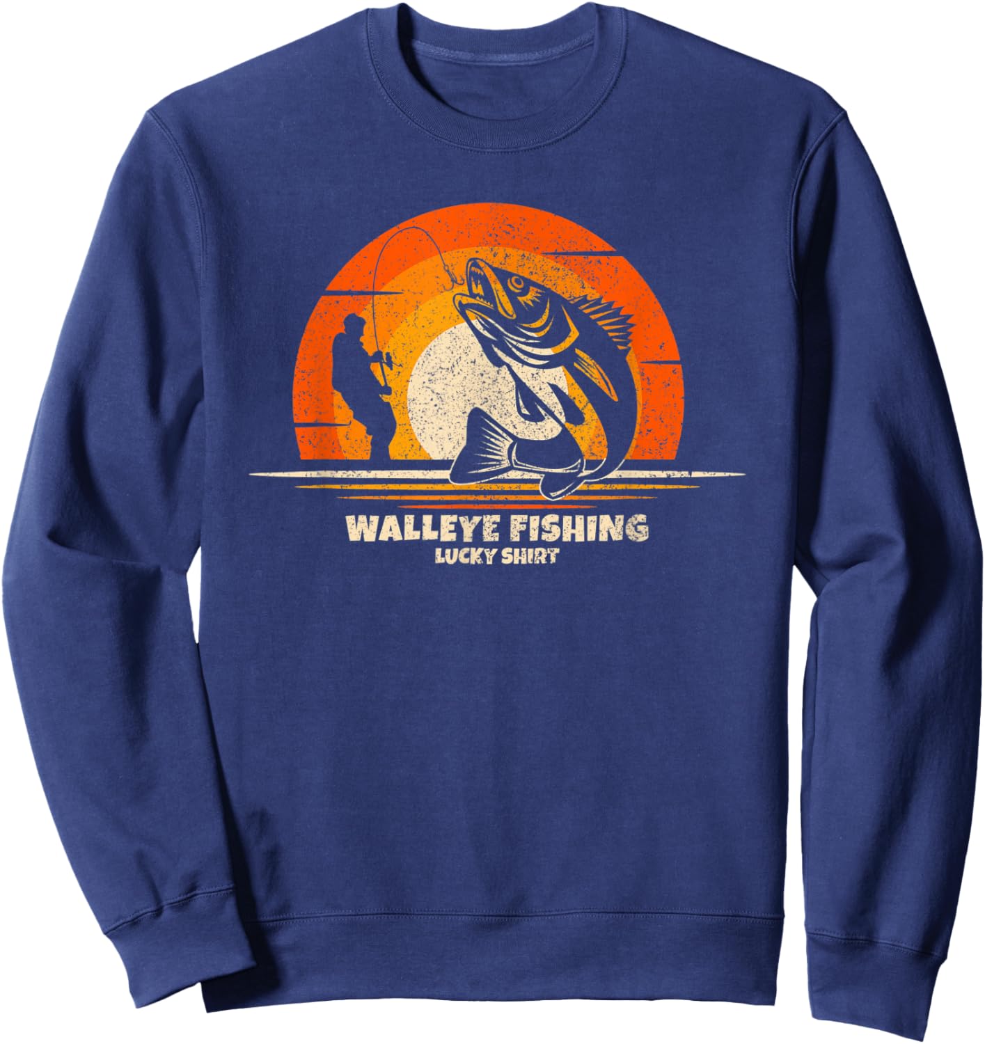 Walleye Fisherman Lucky Charm Walleye Fishing Sweatshirt - Sweatshirt | Navy
