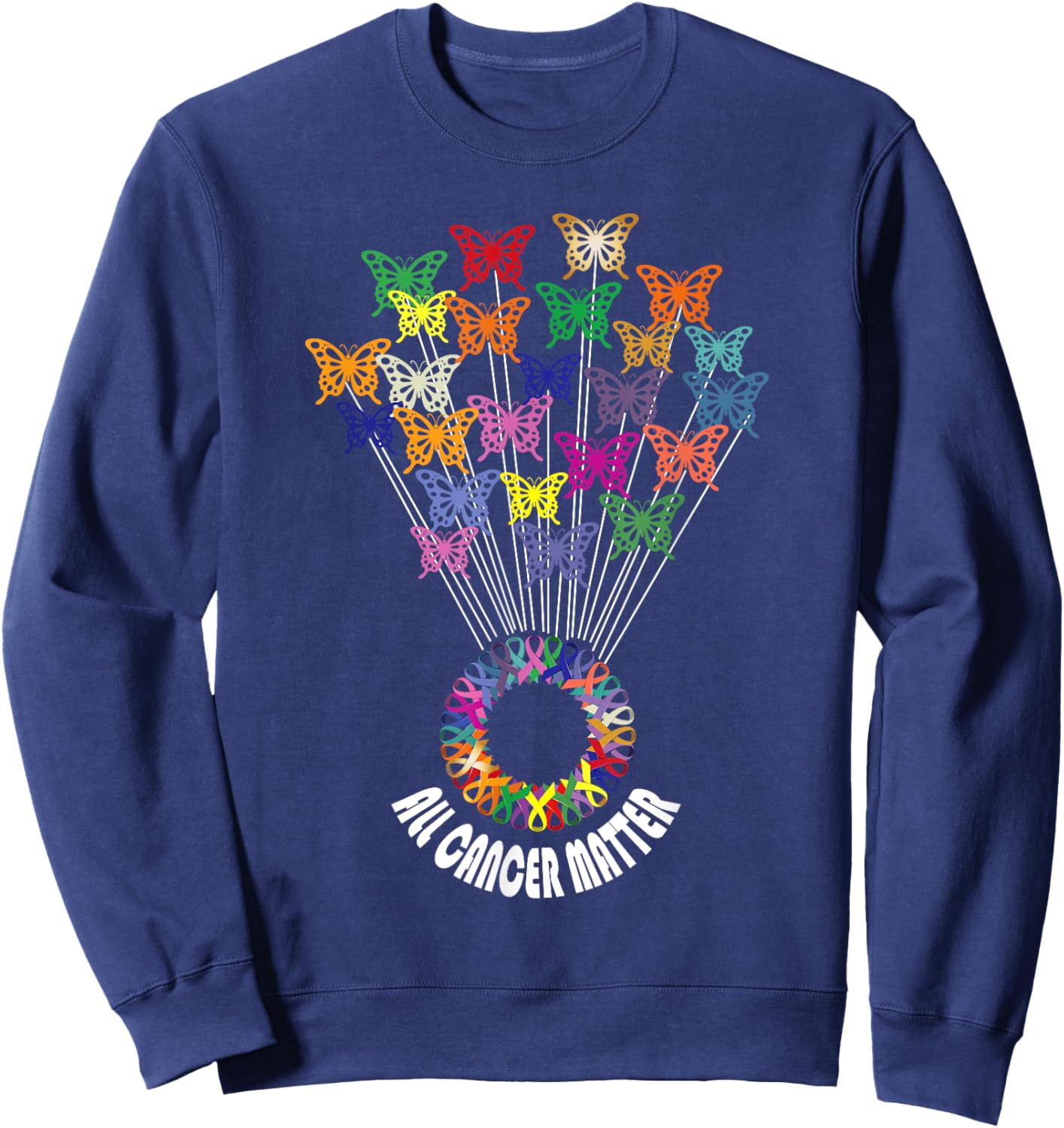 All Cancer Matters Awareness Day Ribbon Support Sweatshirt - Sweatshirt | Navy