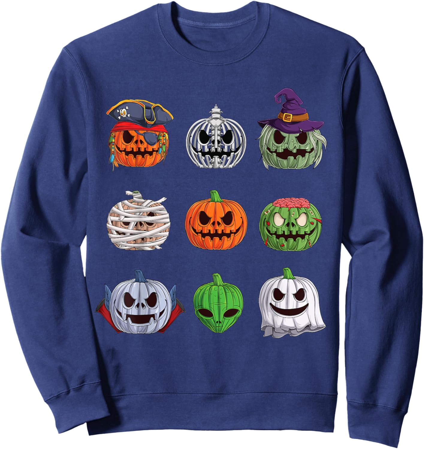 Funny Halloween costume Women Kids Men Pumpkin characters Sweatshirt - Sweatshirt | Navy