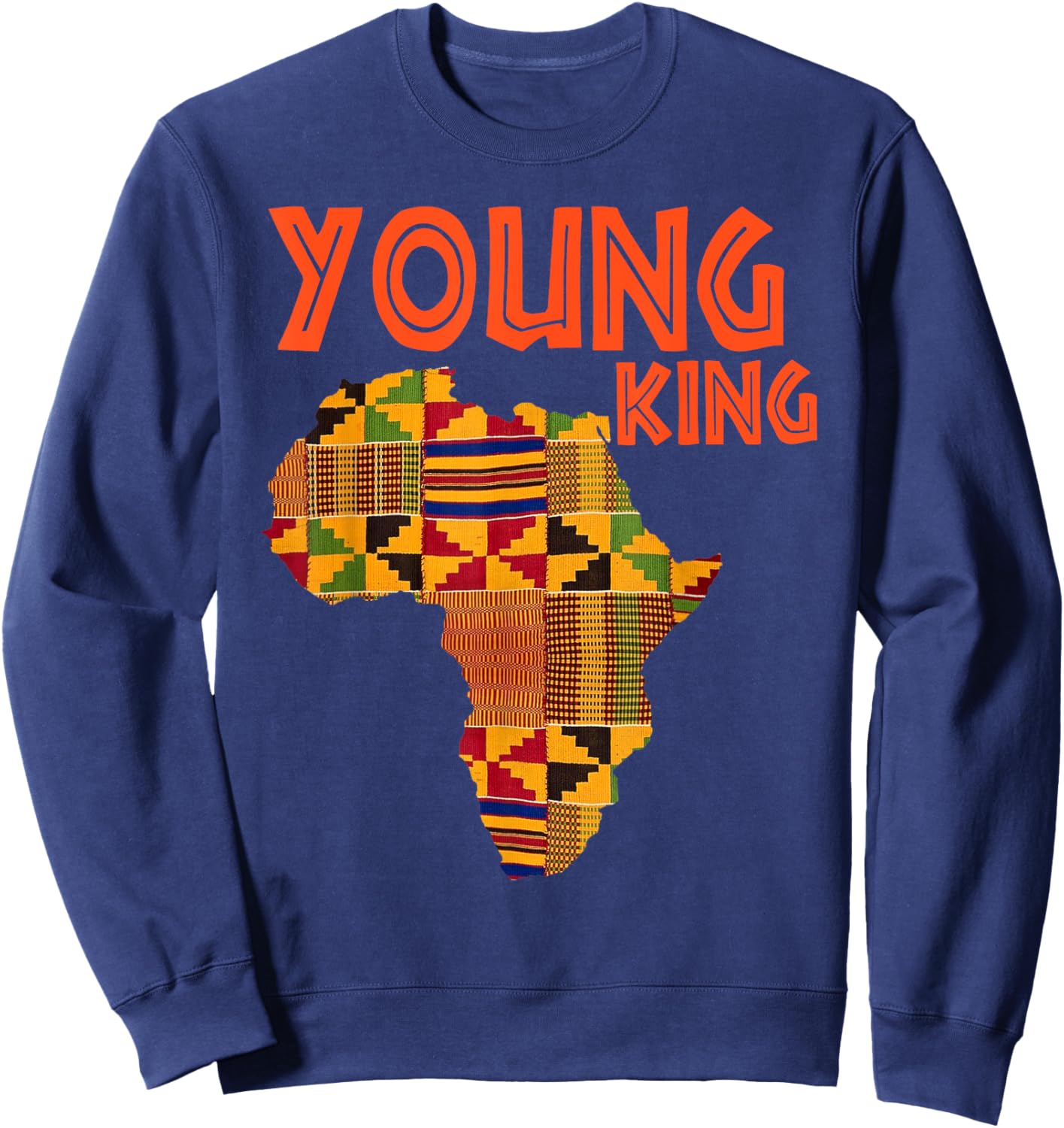 Boys African Attire Kente Print Little Kids Young King Kente Sweatshirt - Sweatshirt | Navy