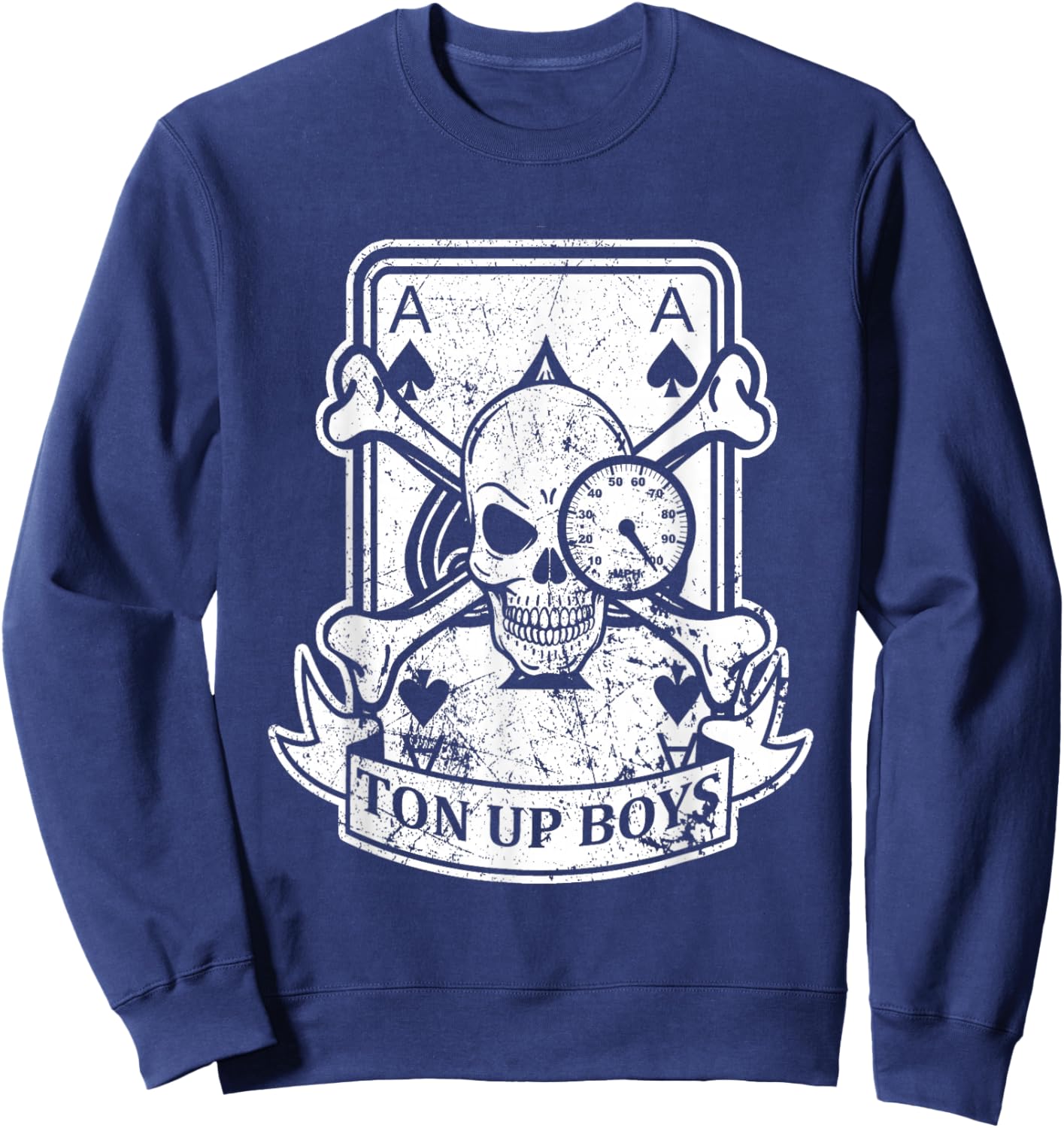 Ton Up Boys, Ace Cafe Biker Motorcyclist design Sweatshirt - Sweatshirt | Navy