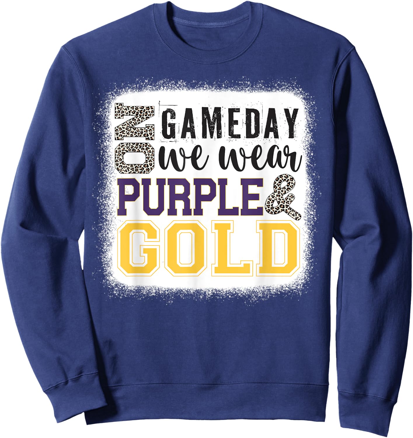 On Gameday Football We Wear Purple And Gold Leopard Print Sweatshirt - Sweatshirt | Navy