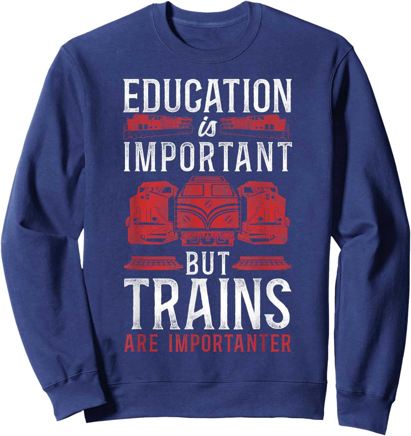 Freight Diesel Train Driver Trainspotting Locomotive Vintage Sweatshirt - Sweatshirt | Navy