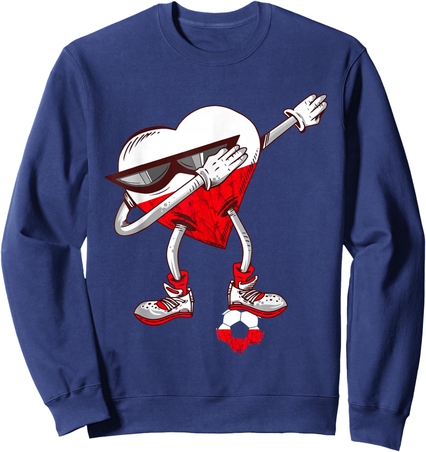 Poland Dabbing Heart Polska Polish Soccer Team Polish Pride Sweatshirt - Sweatshirt | Navy