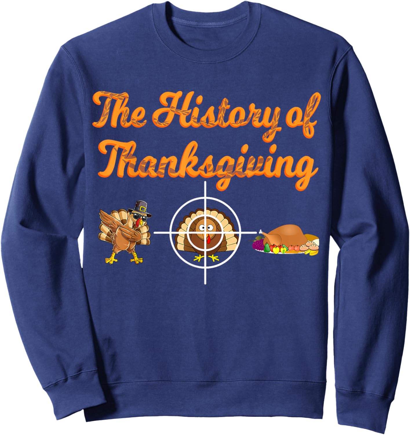 The History of Thanksgiving Day Pilgrim Boys Girls Turkey Sweatshirt - Sweatshirt | Navy