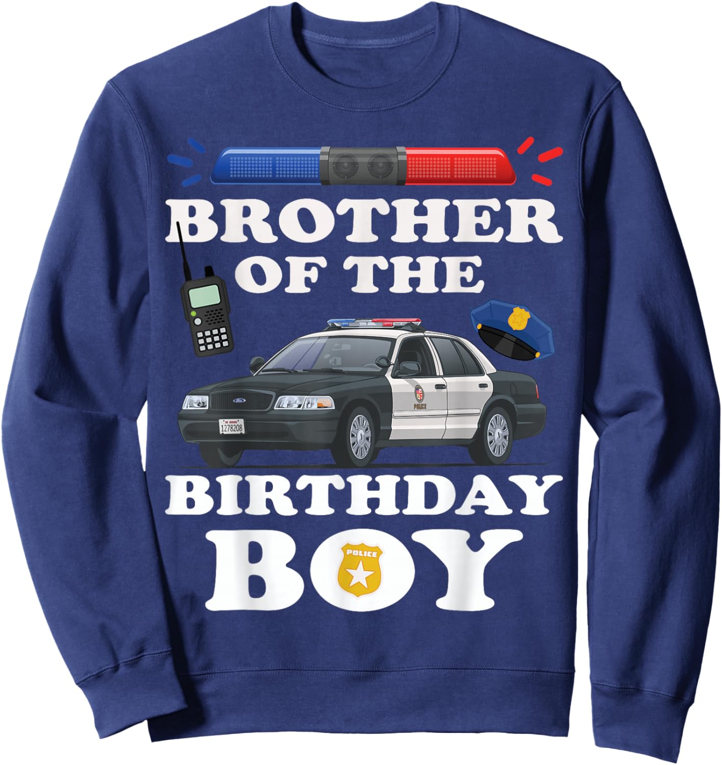 Brother of the Birthday Boy Police Officer Birthday Party Sweatshirt - Sweatshirt | Navy