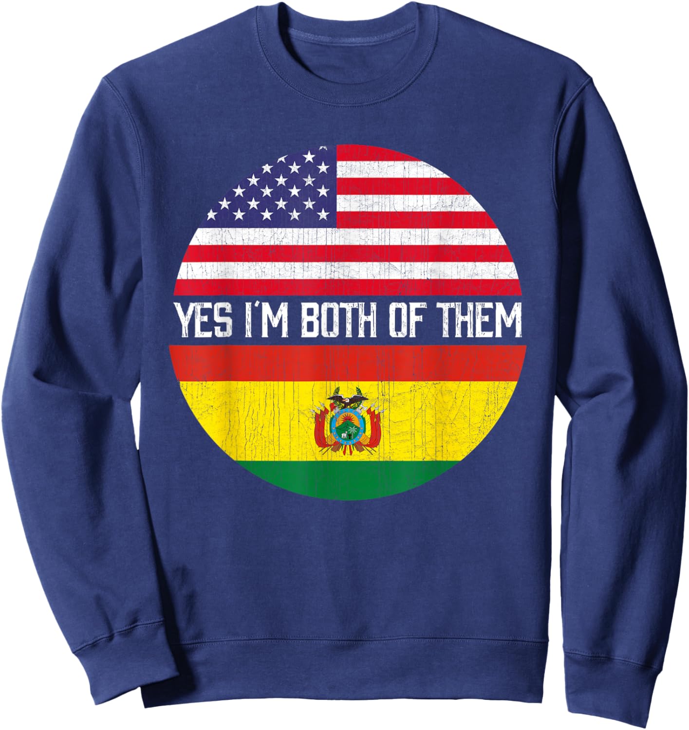 Half American Half Bolivian USA Flag Family Heritage Kids Men Sweatshirt - Sweatshirt | Navy