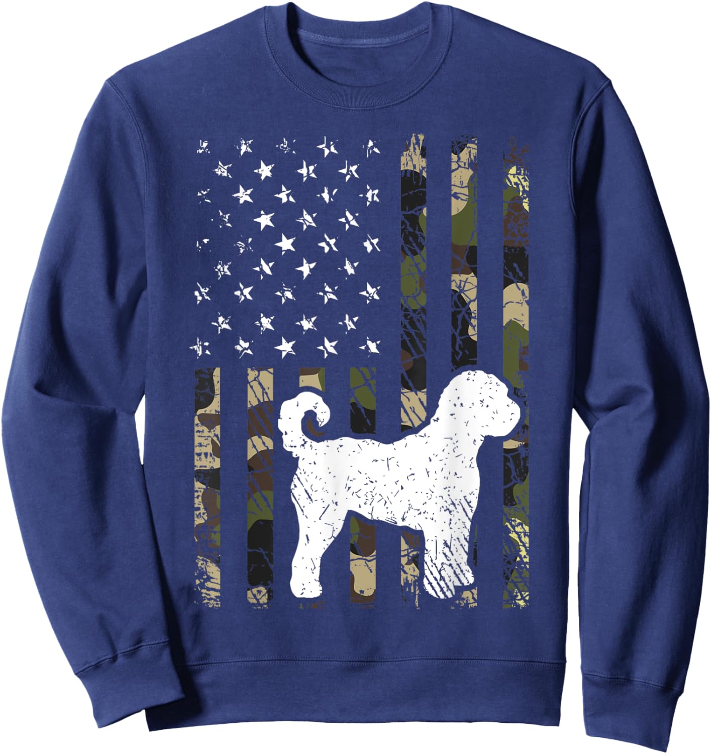 Labradoodle Dog Dad Mom Camouflage USA Flag Women Kids Sweatshirt - Sweatshirt | Navy