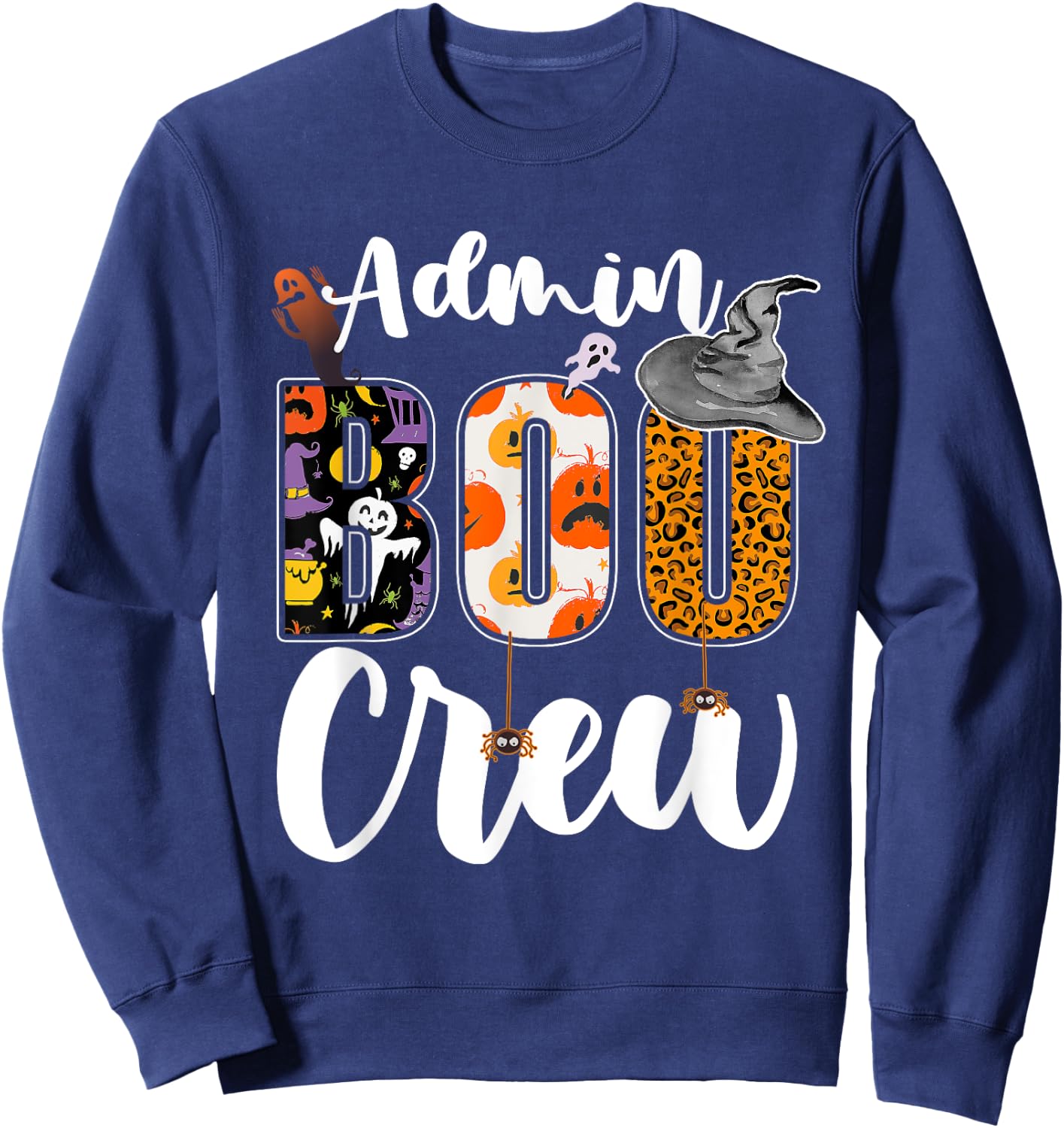 Admin Boo Crew Halloween Matching Administrator Funny Sweatshirt - Sweatshirt | Navy