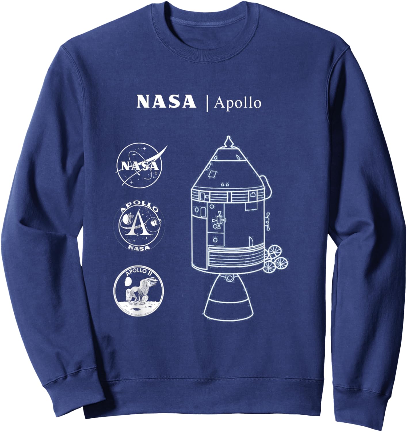 NASA Apollo Spaceship - Magic Blue Diagram - Retun to Moon Sweatshirt - Sweatshirt | Navy