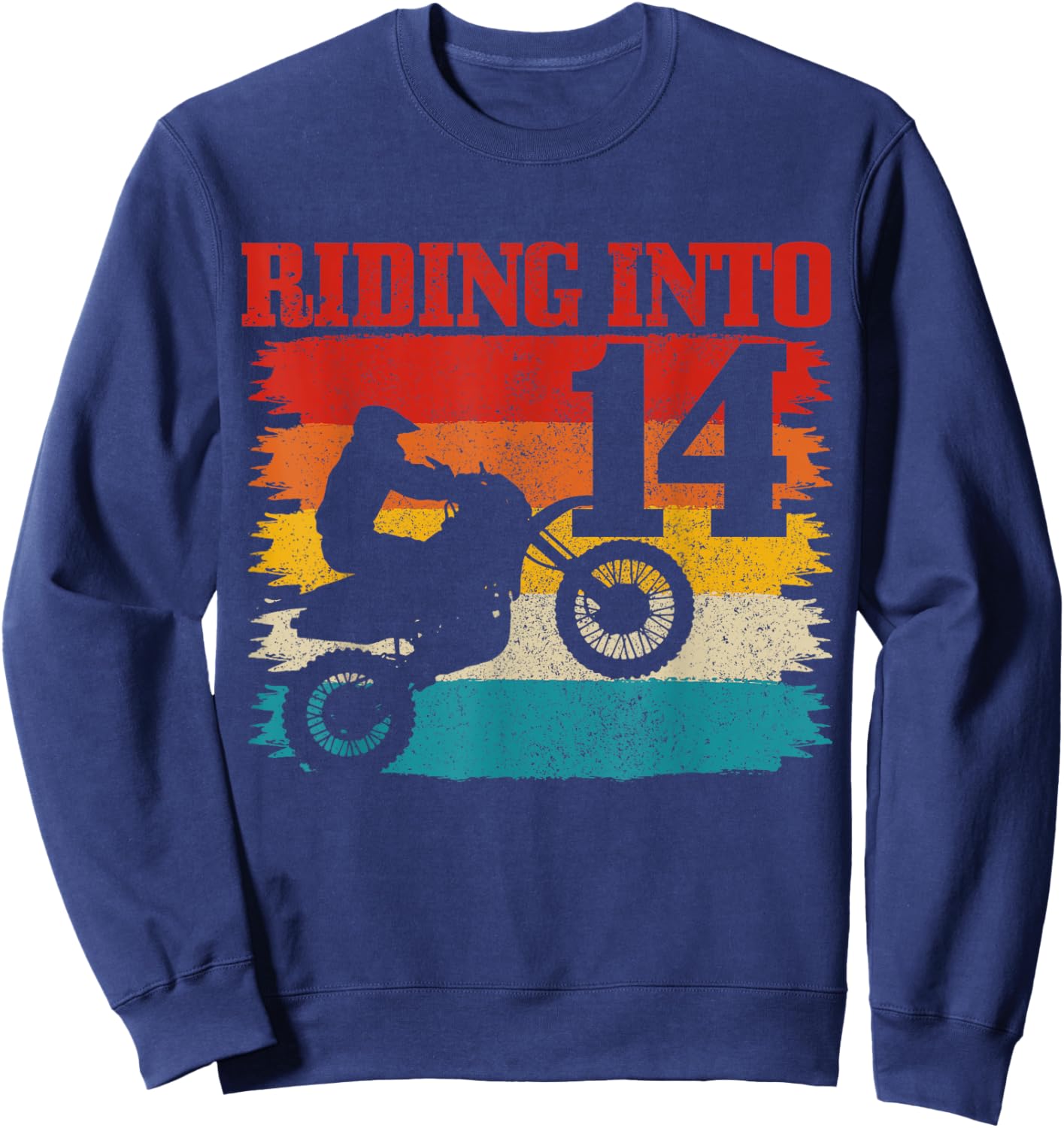 Riding Into 14 Motocross 14th Birthday Dirt Bike Enduro Sweatshirt - Sweatshirt | Navy