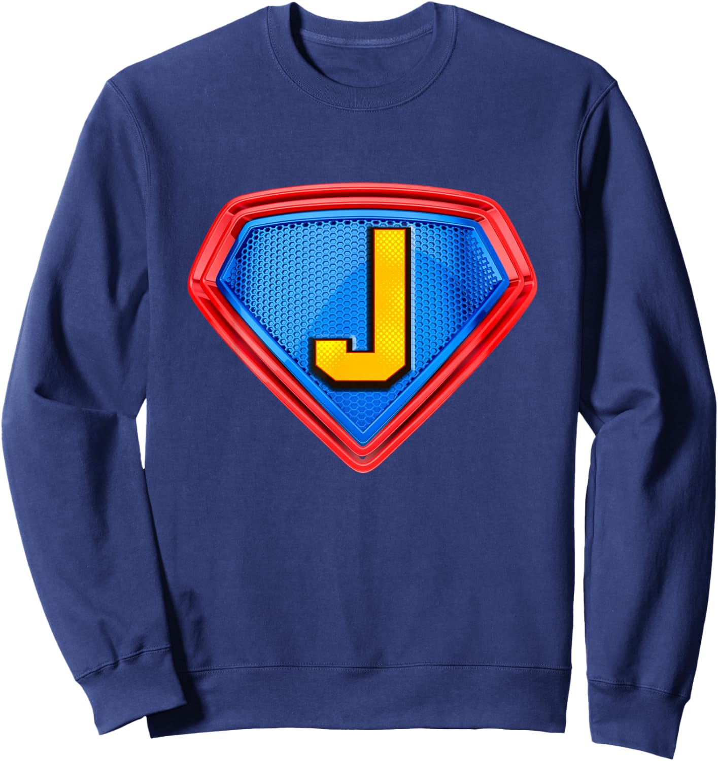 Cool Super J Alphabet Cute Initial Monogram Letter J Graphic Sweatshirt - Sweatshirt | Navy