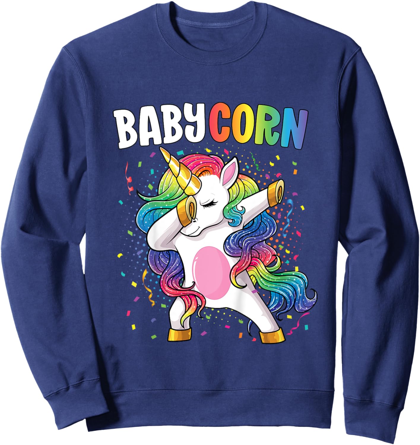 Babycorn Kids Unicorn Birthday Dabbing Unicorn Baby Sweatshirt - Sweatshirt | Navy