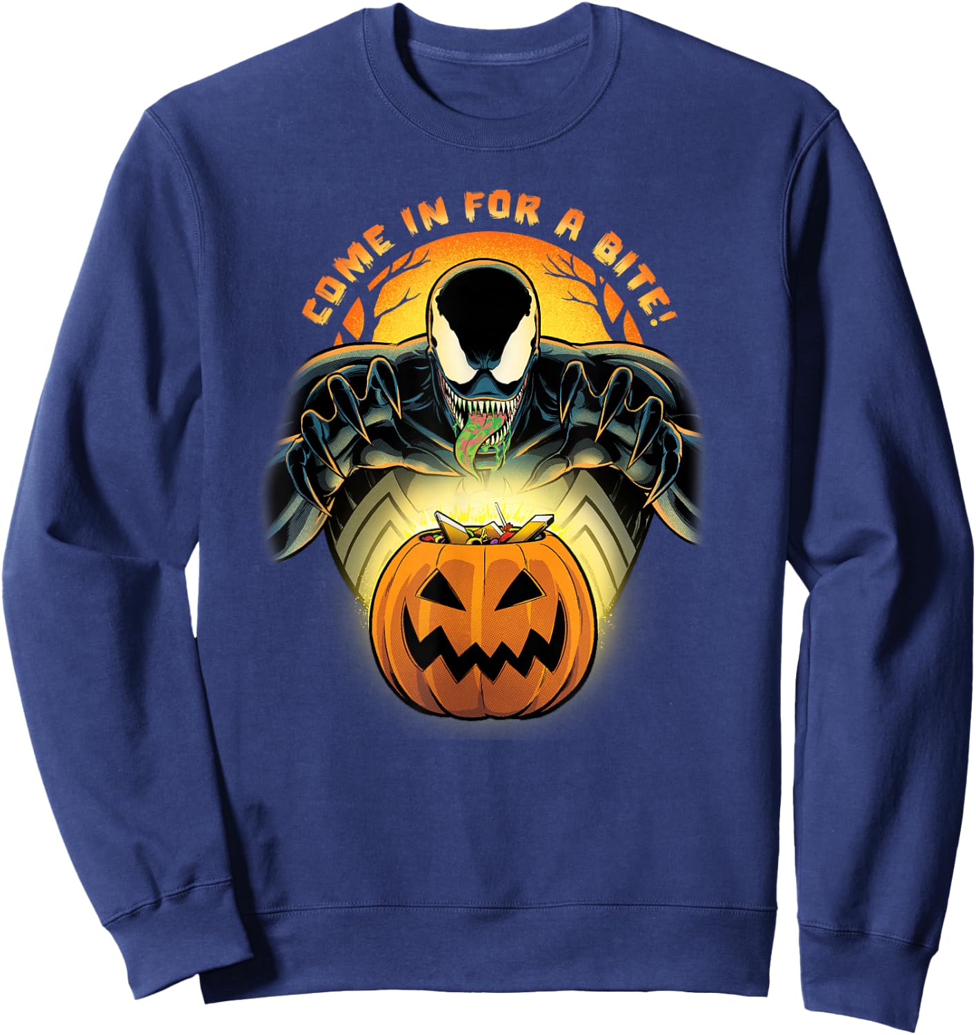 Marvel Venom Halloween Trick or Treat Come In for a Bite Sweatshirt - Sweatshirt | Navy
