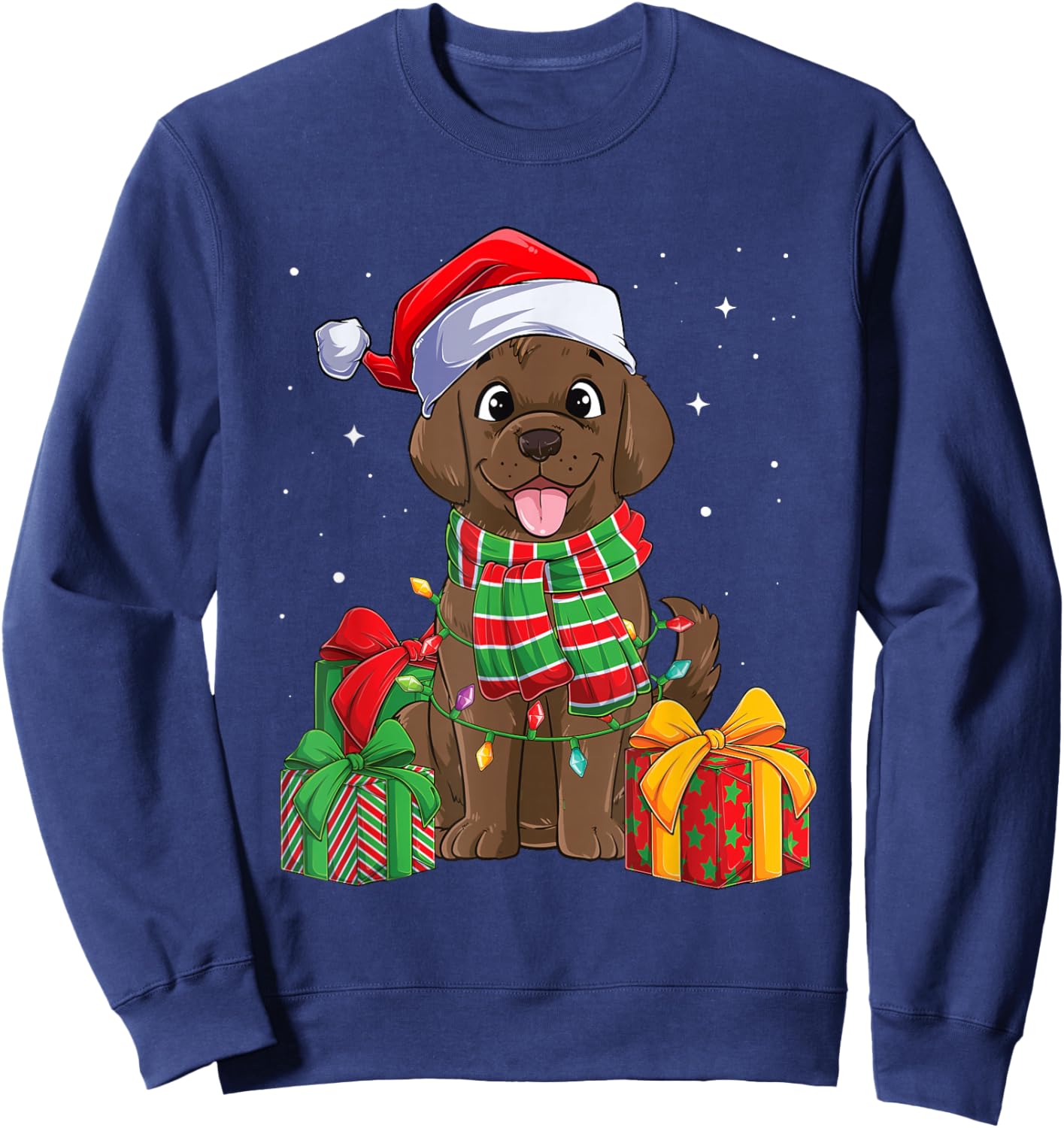 Chocolate Labrador Retriever Christmas Xmas Lab Dog Lover Sweatshirt - Sweatshirt | Navy