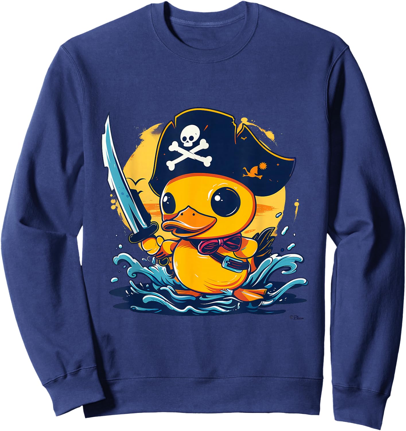 Rubber Duck Pirate Artwork Funny Rubber Duck Rubber Duckling Sweatshirt - Sweatshirt | Navy